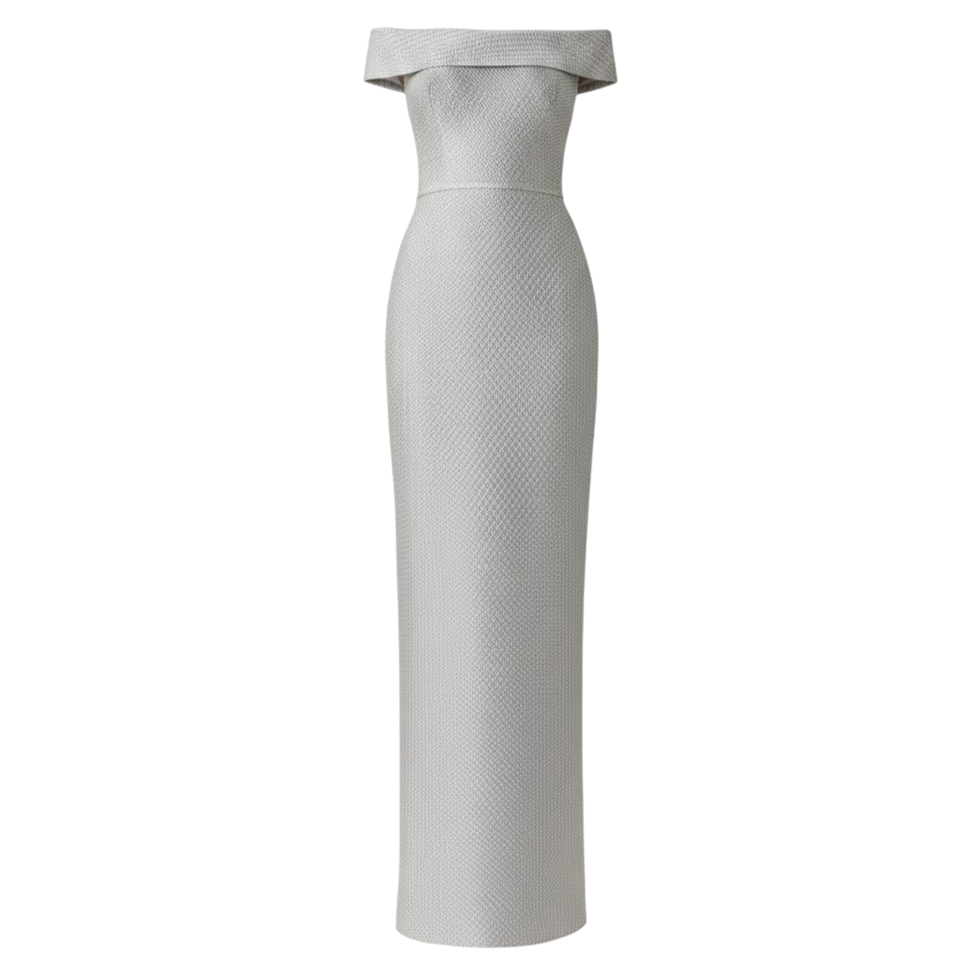 Basket Weave Jacquard Off The Shoulder Gown
