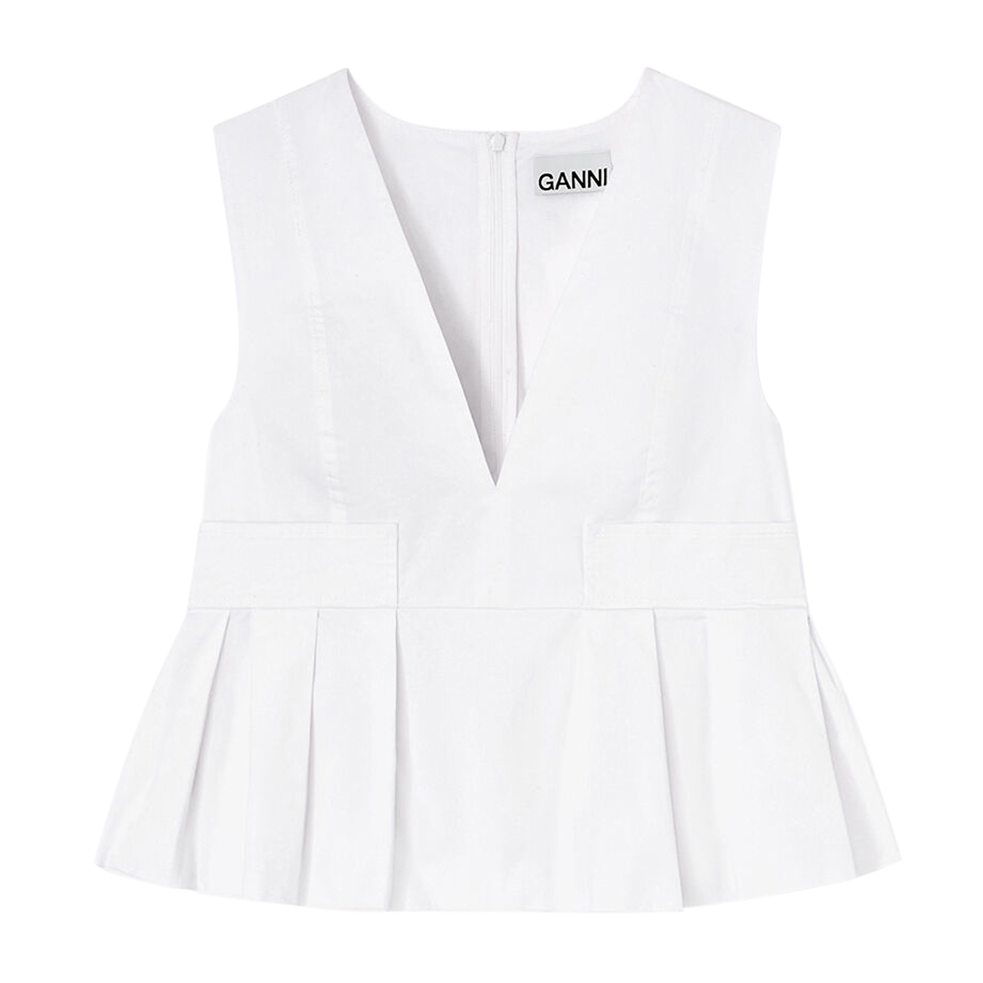 Stretch Cotton V-Neck Blouse