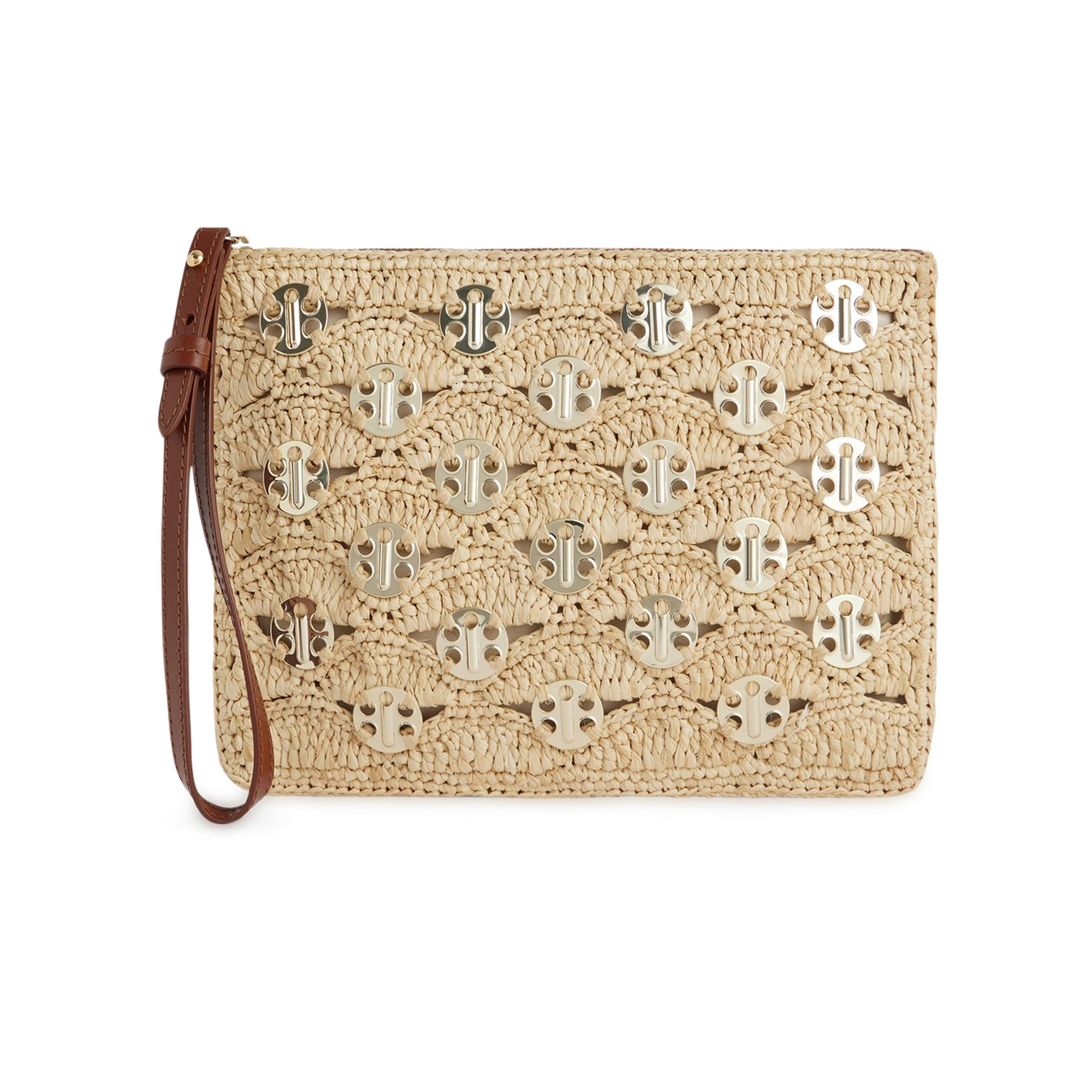 Raffia Disc Zipper Pouch