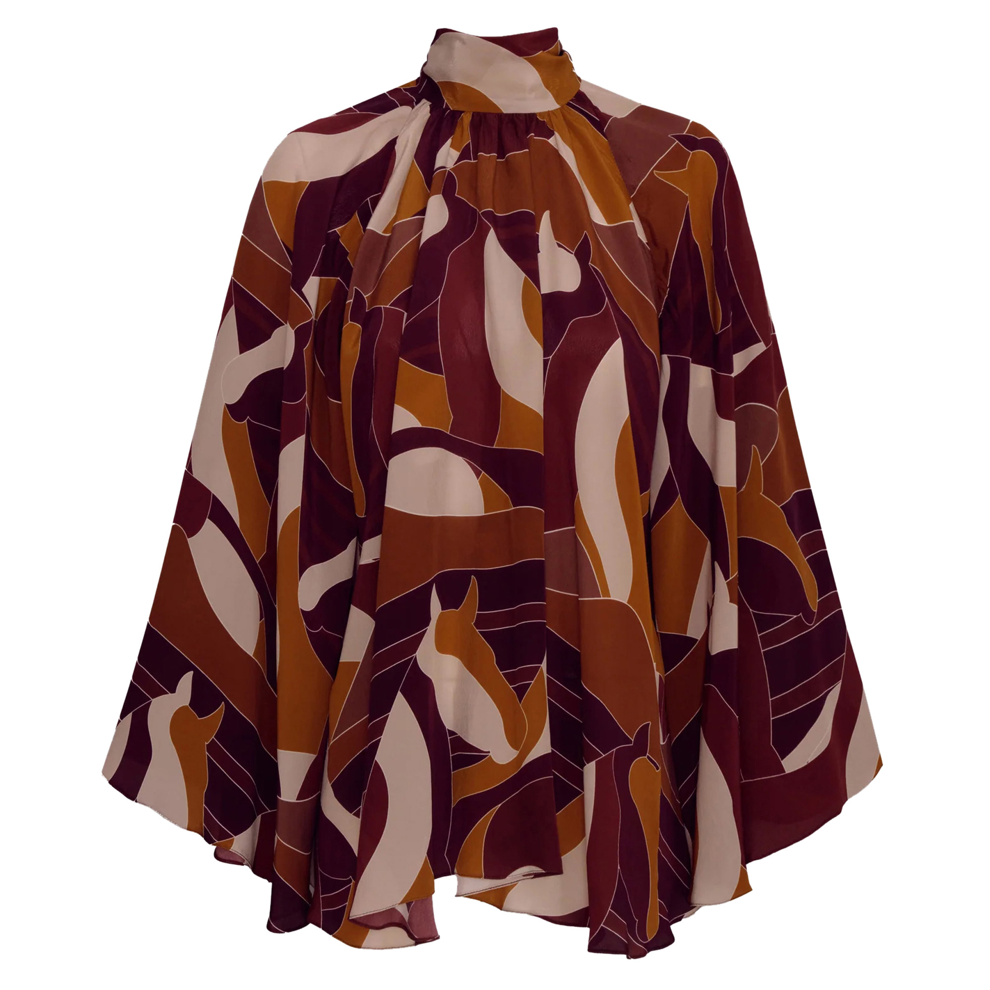 Boho Long Sleeve Crepe De Chine Blouse