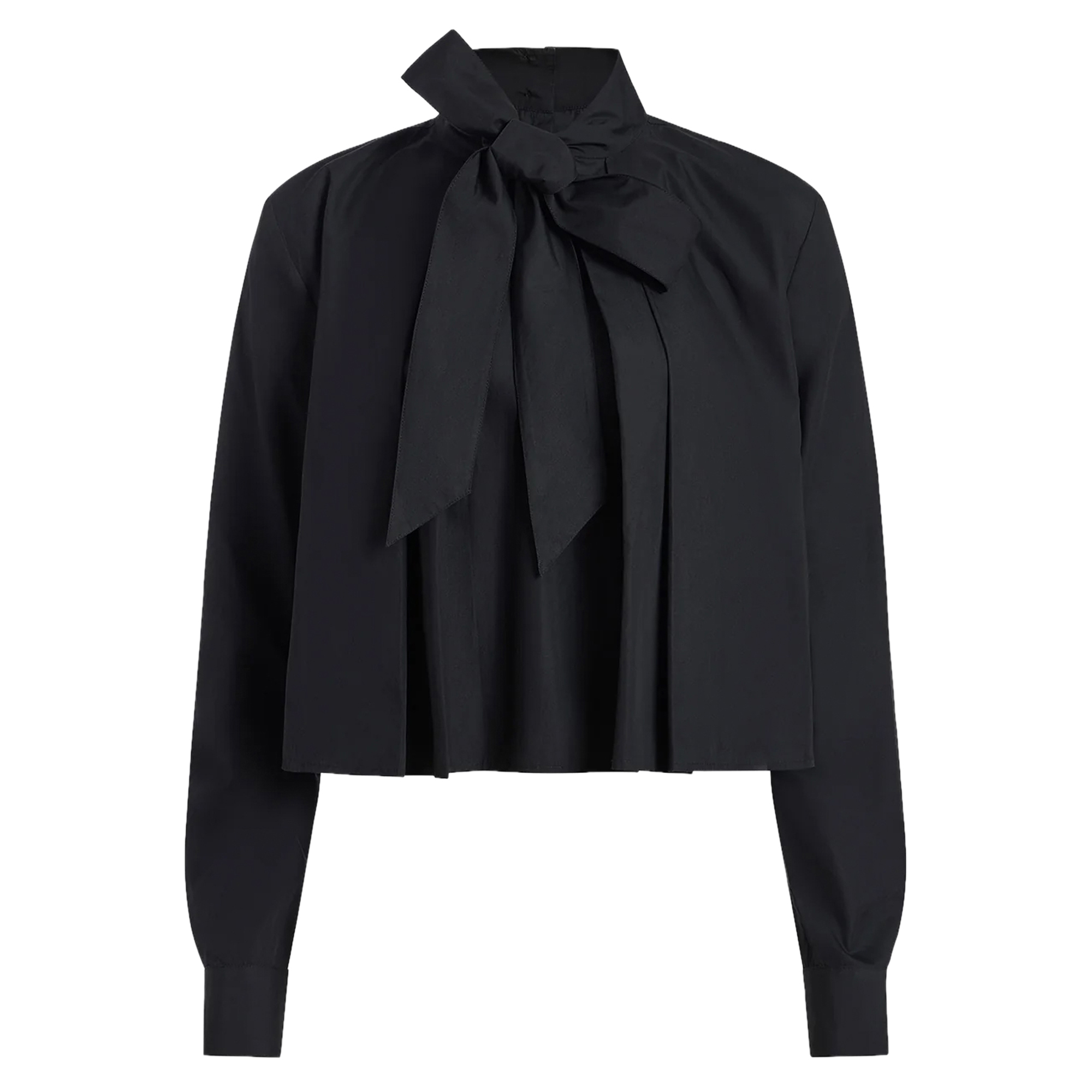 Cotton Poplin Tie Neck Blouse