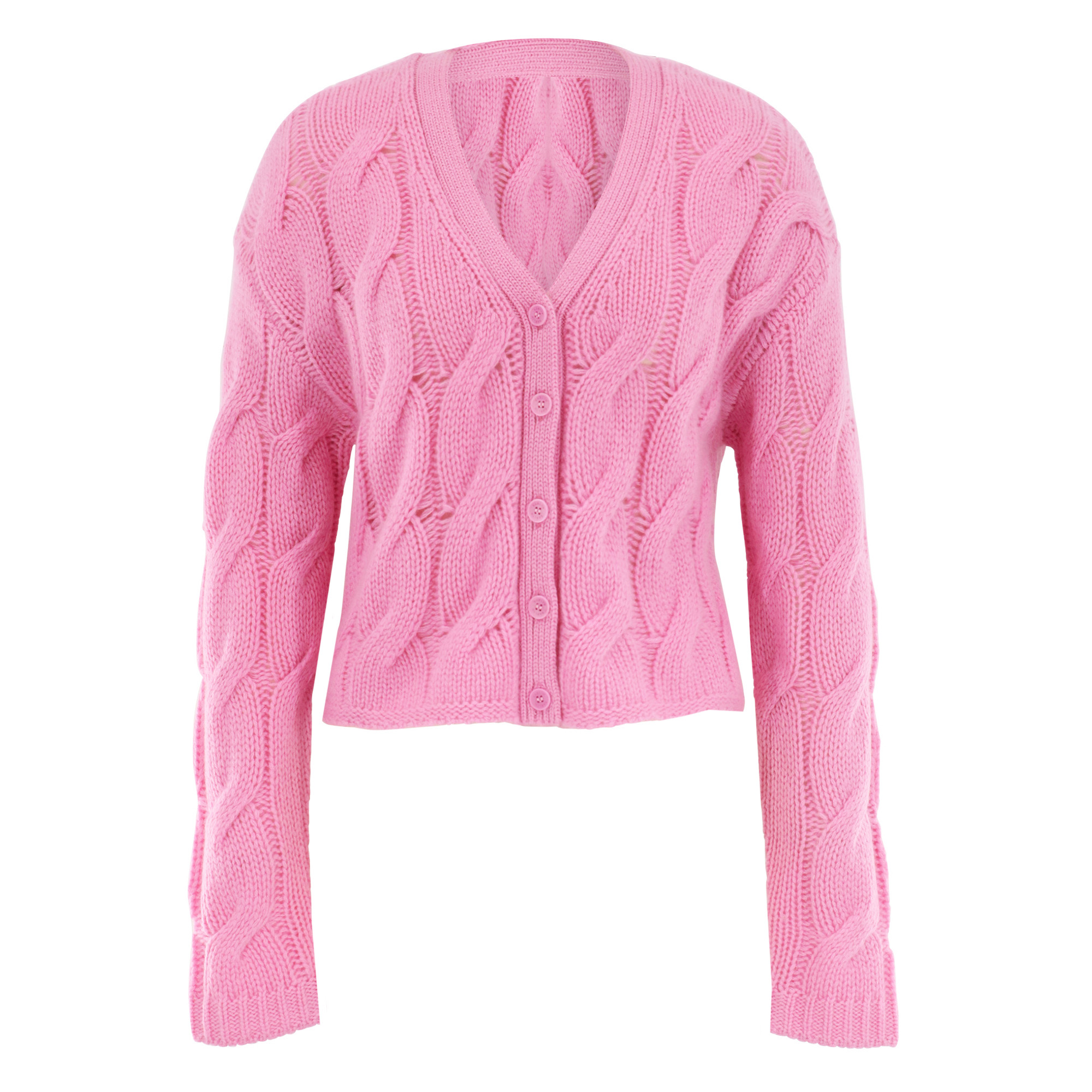 Jolie Long Sleeve V-Neck Cropped Cable Cardigan
