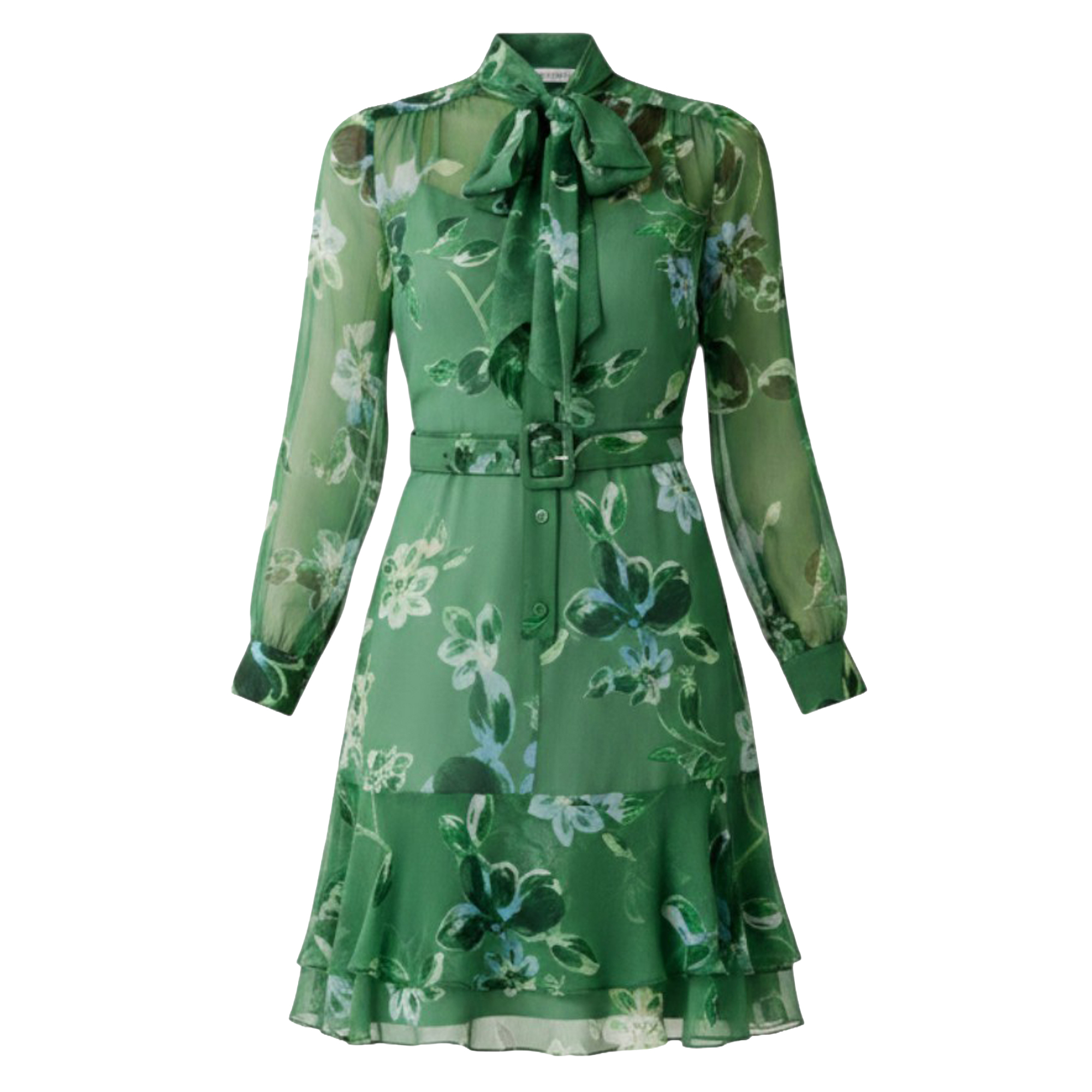 Tie-Neck A-Line Mini Dress