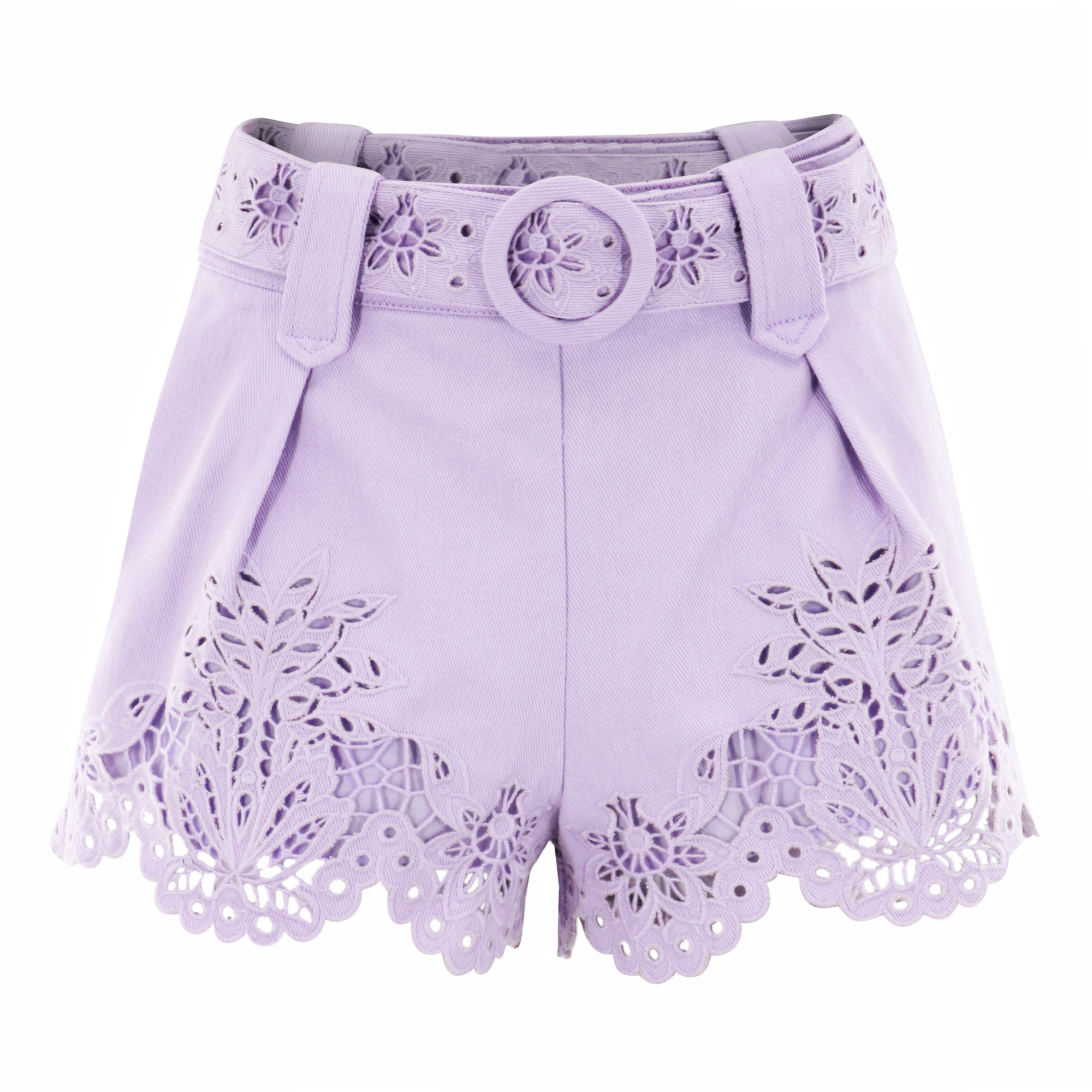 Geometric Richelieu Twill Belted Shorts