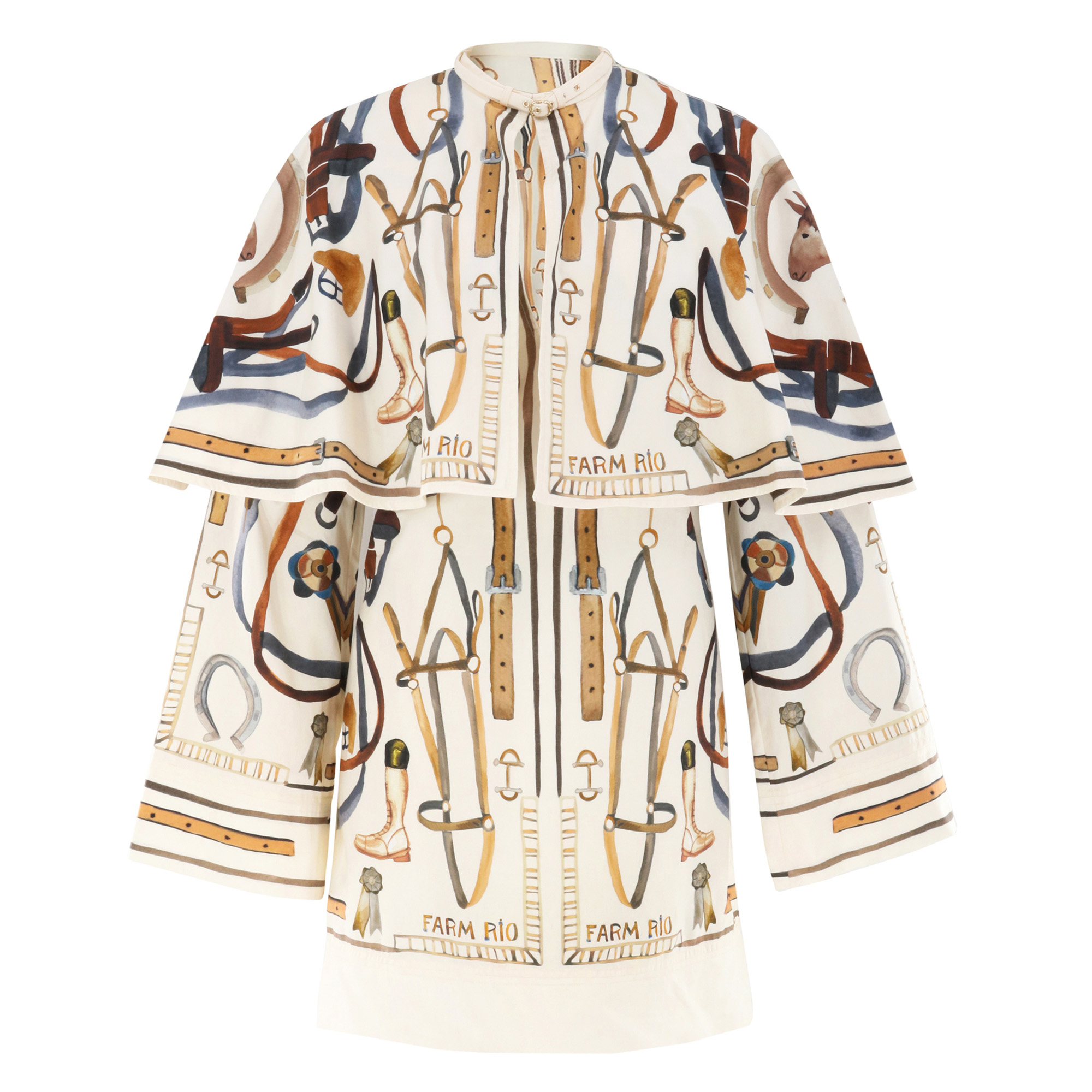 Equestrian Scarf Long Sleeve Cape Mini Dress