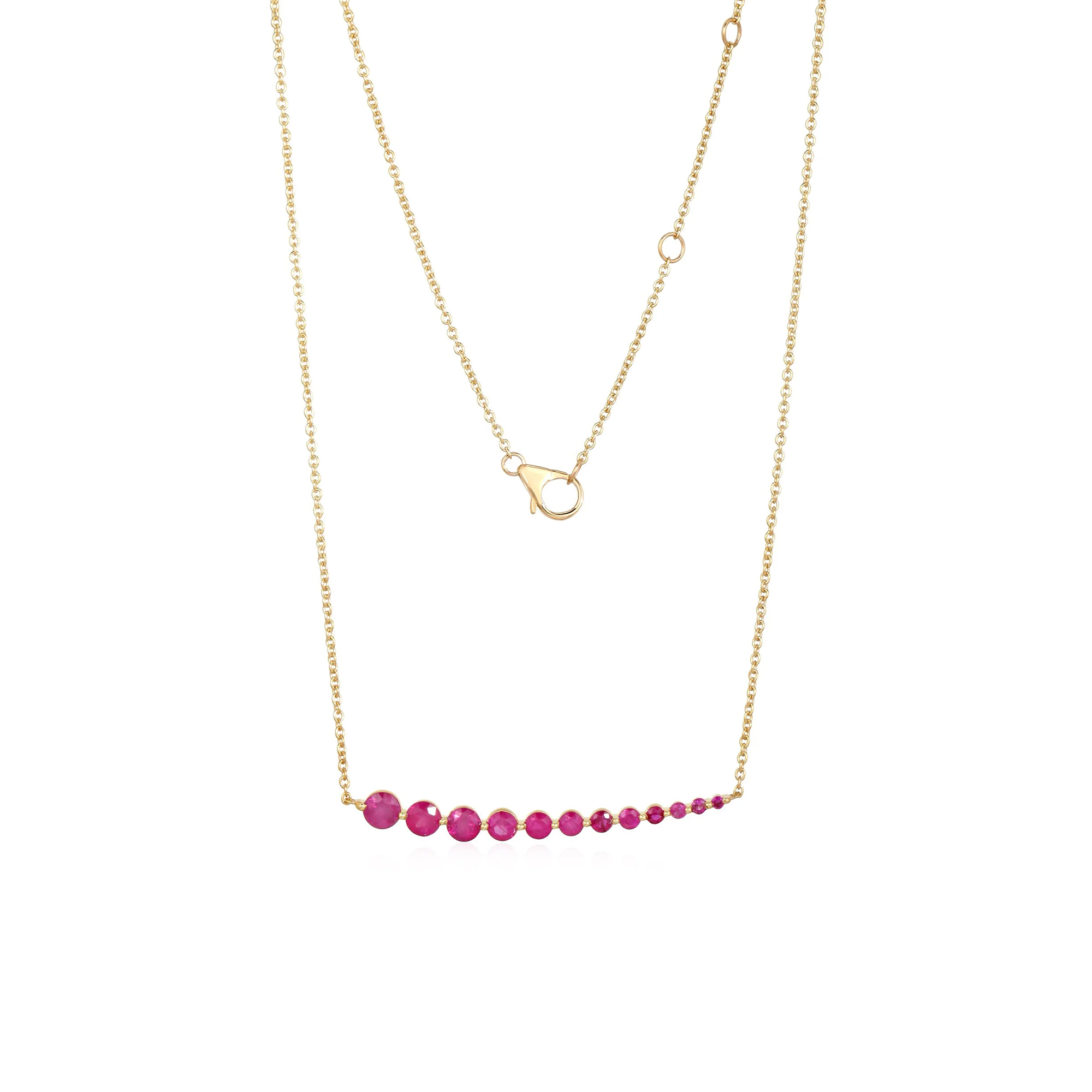 Asymmetrical Ruby Bar Necklace