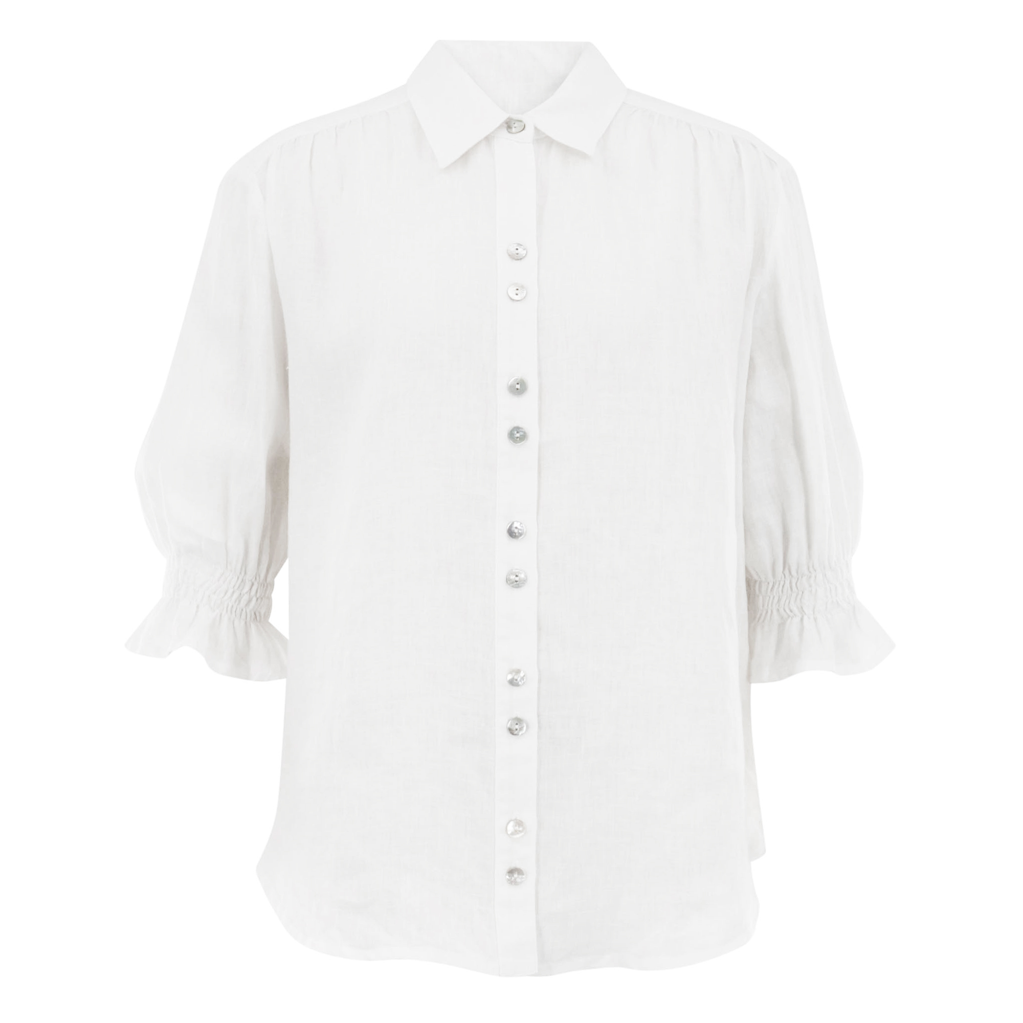 Sirena Puff Sleeve Linen Shirt