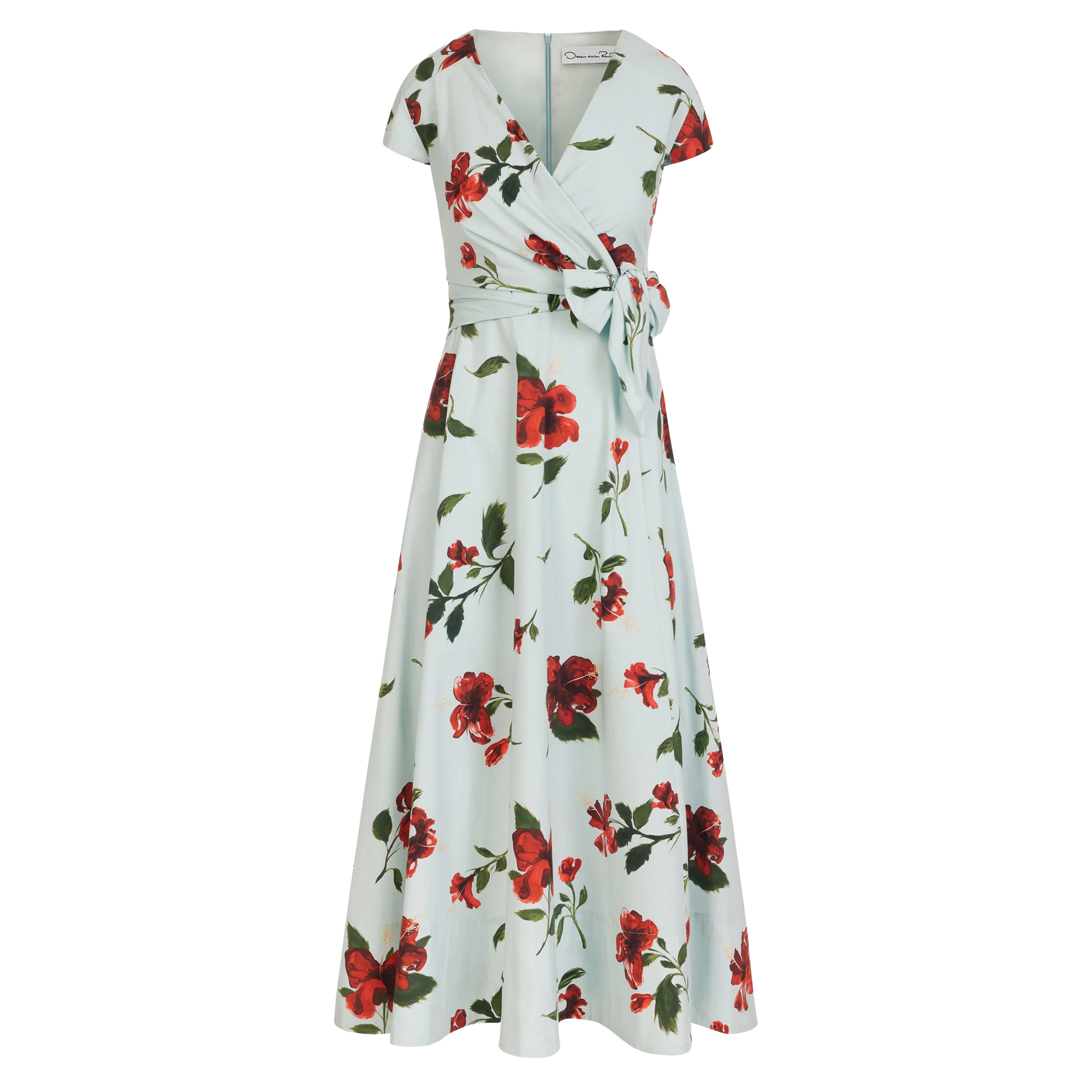 Hibiscus Cotton Poplin Wrap Dress