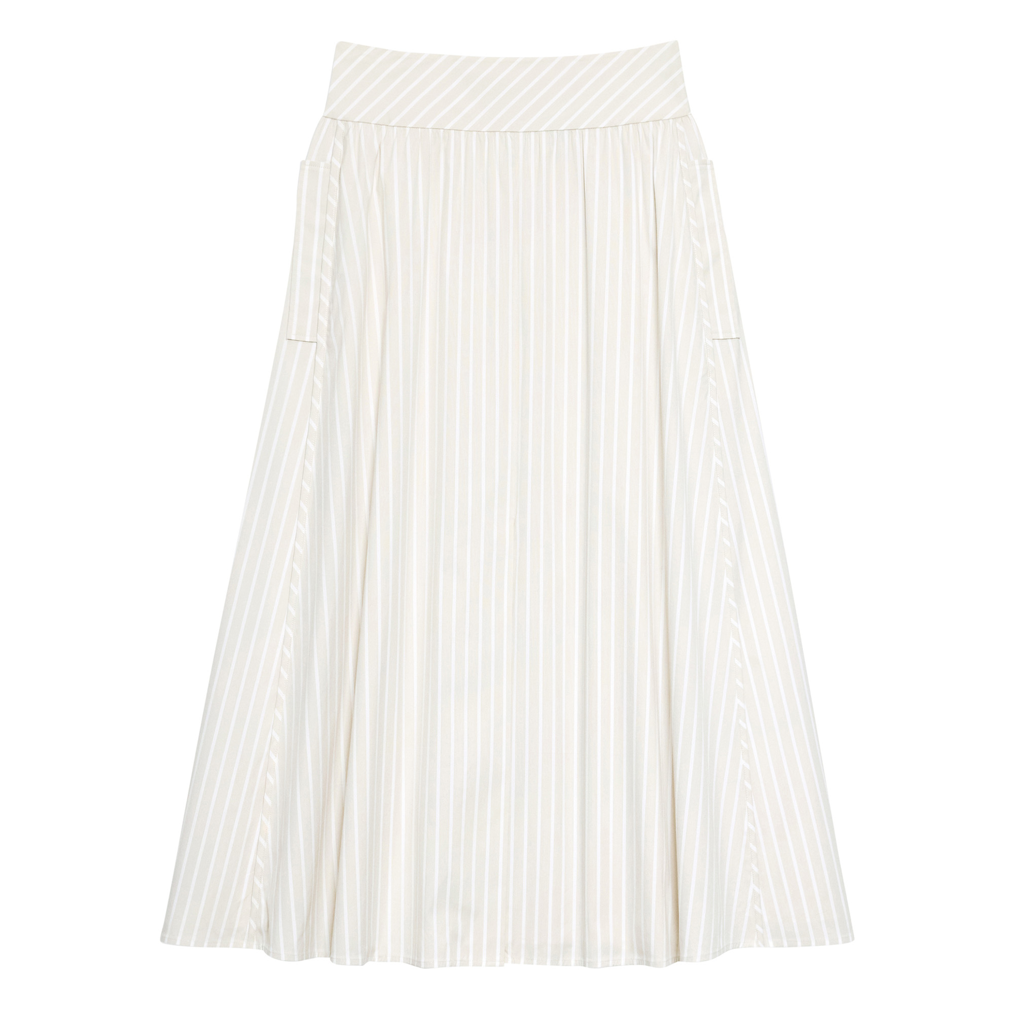 Vented Skirt in Striped Cotton-Blend