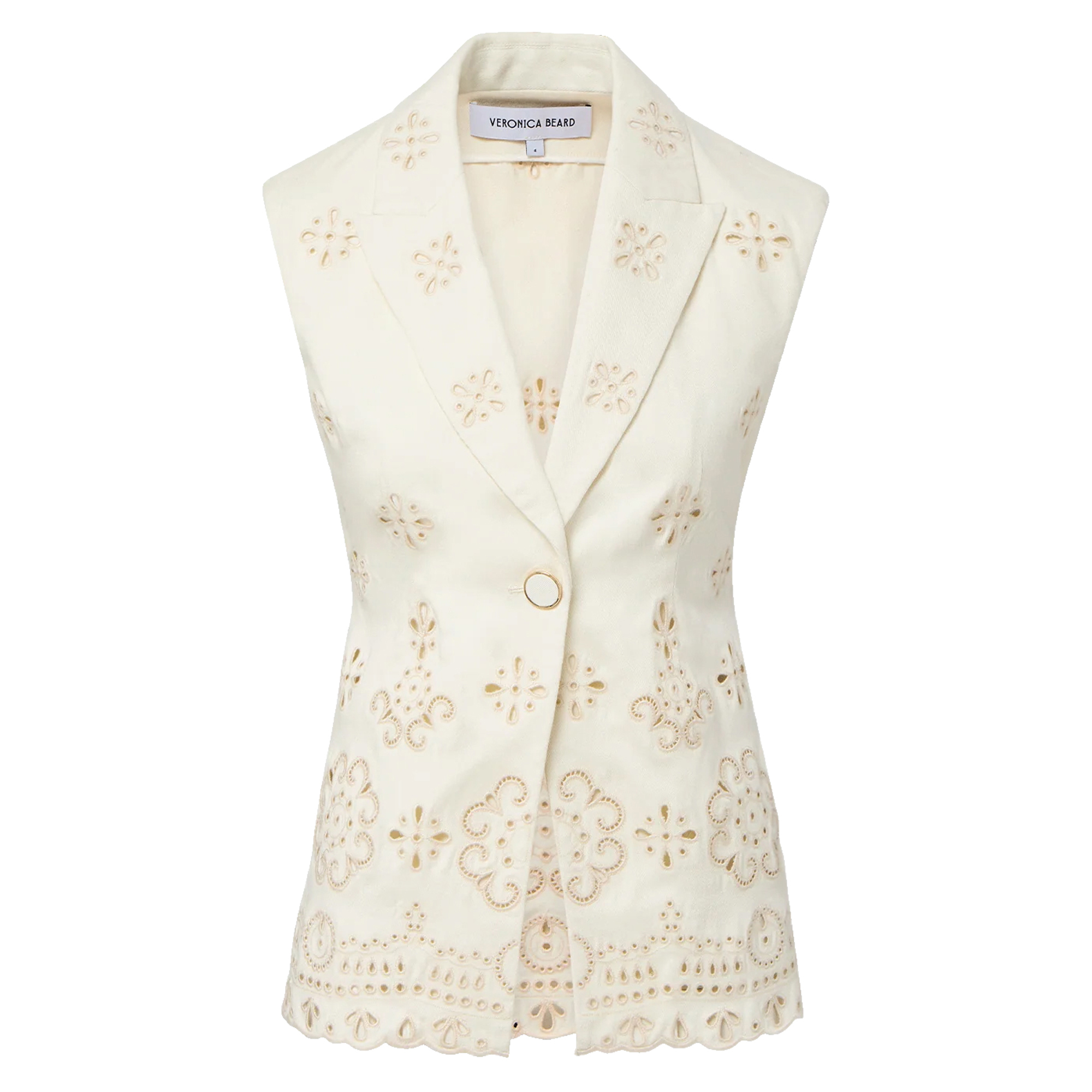 Townes Single-Breasted Belted Eyelet Vest