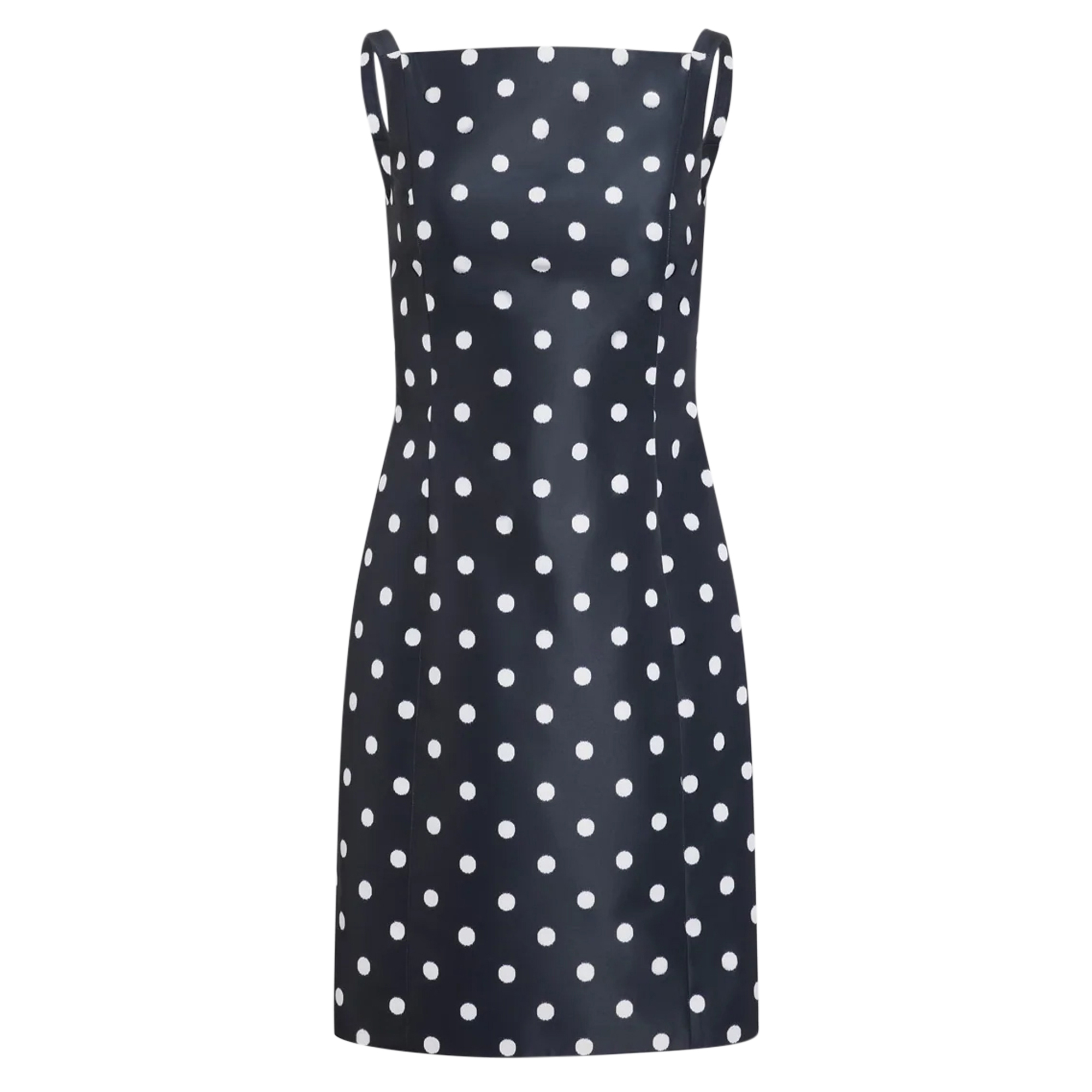 Sleeveless Recycled Faille Polka Dot Sheath Dress
