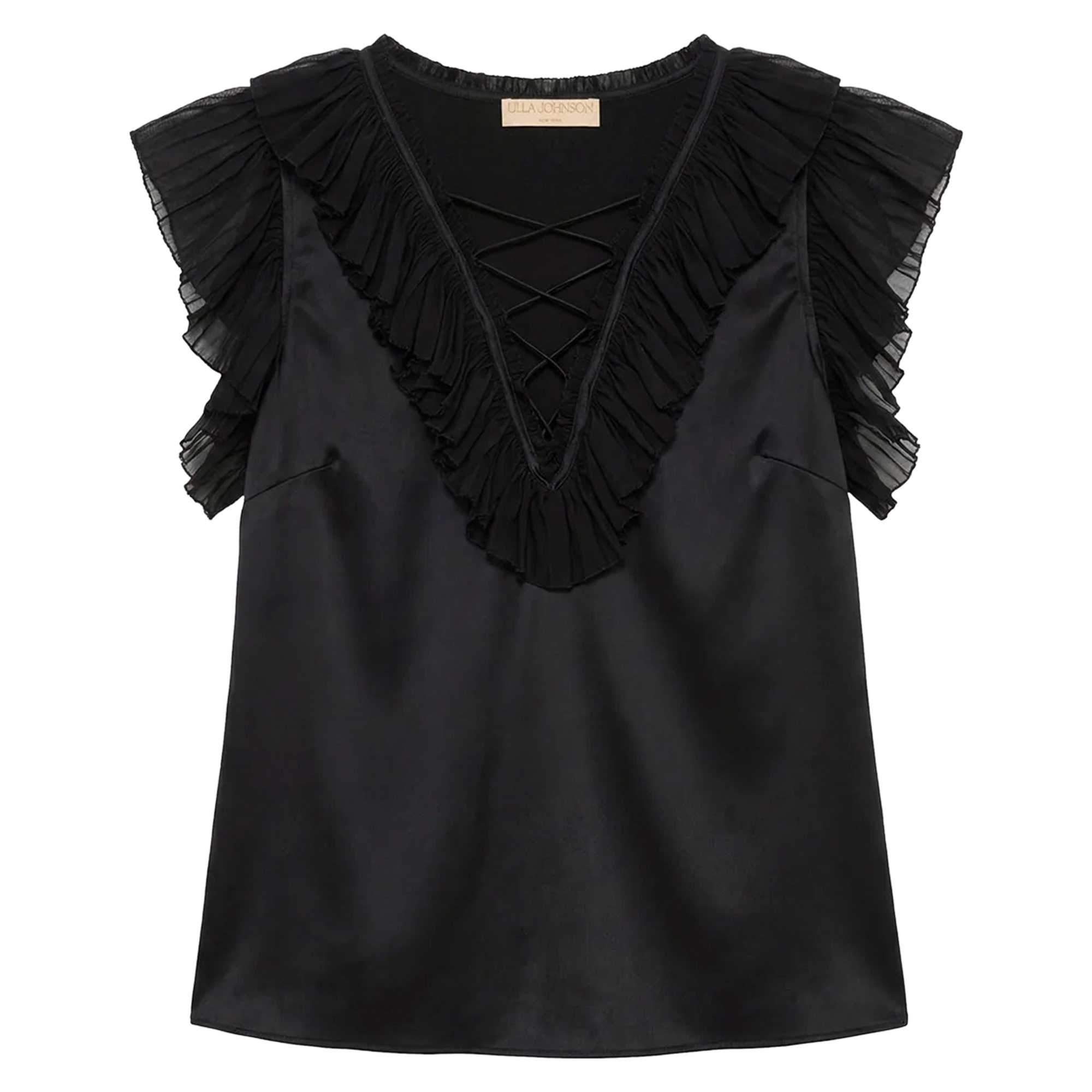 Ilyana Sleeveless Silk Top With Lace Up Neckline