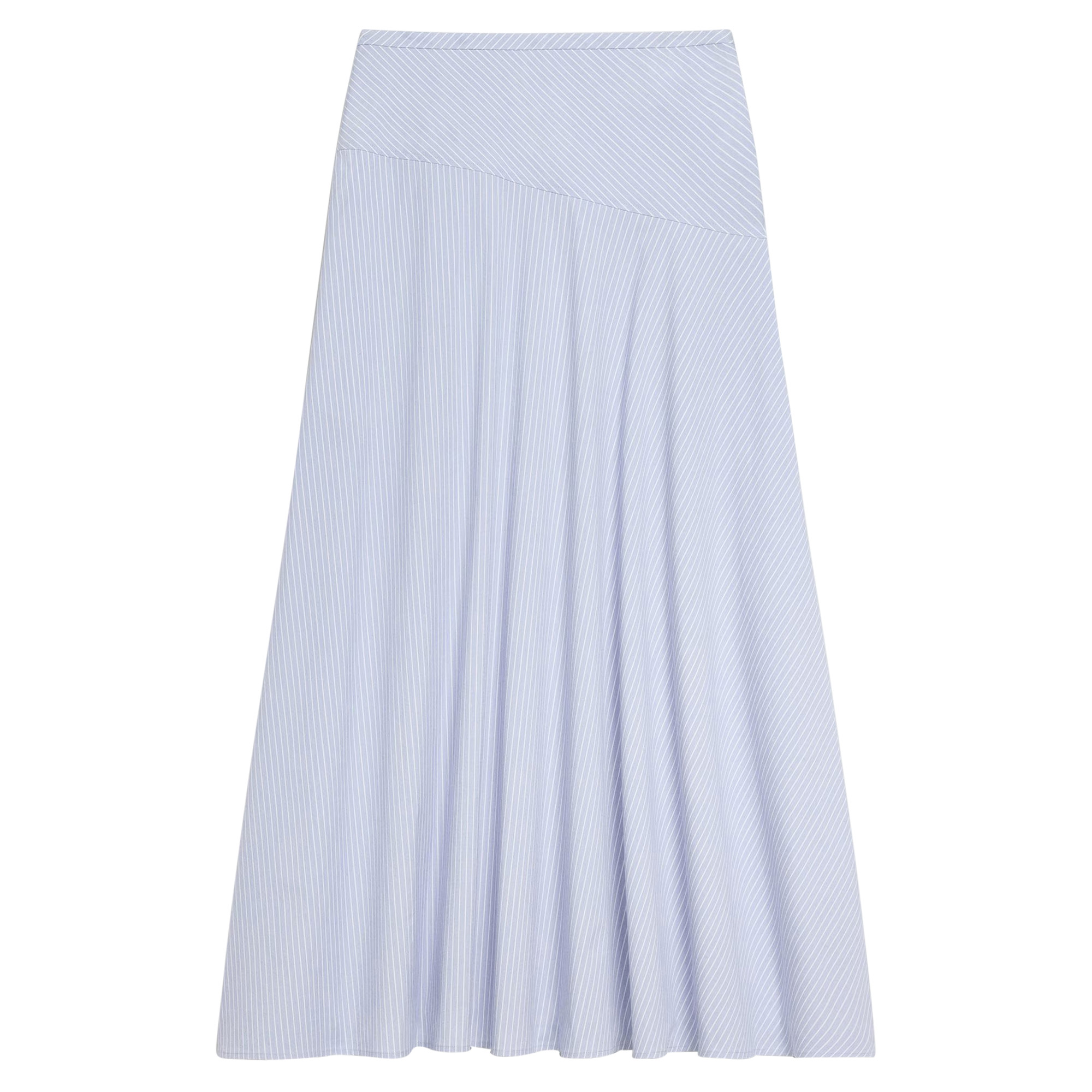 Angled Yoke Striped Midi Skirt