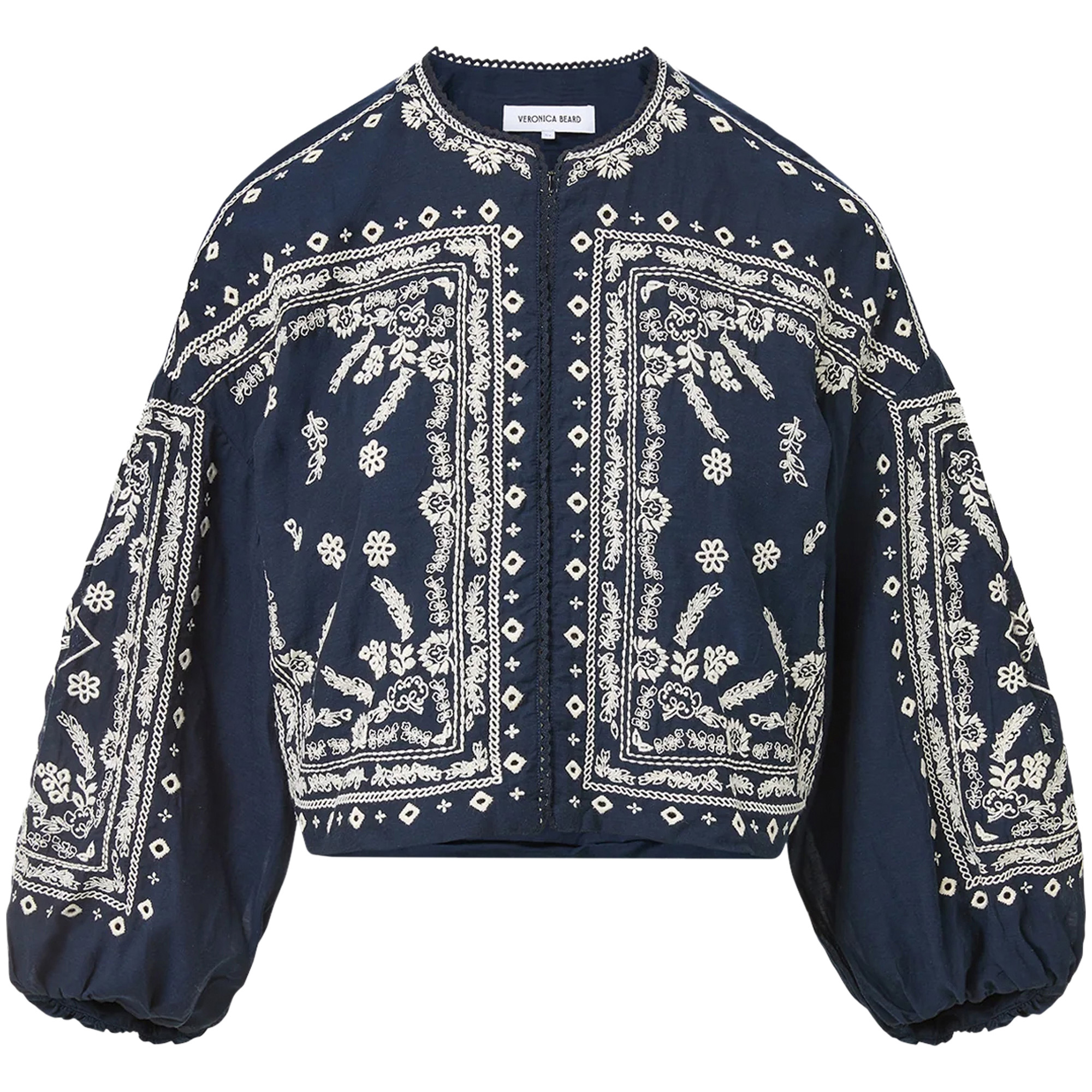 Drake 3/4 Sleeve Cropped Embroidered Bubble Jacket