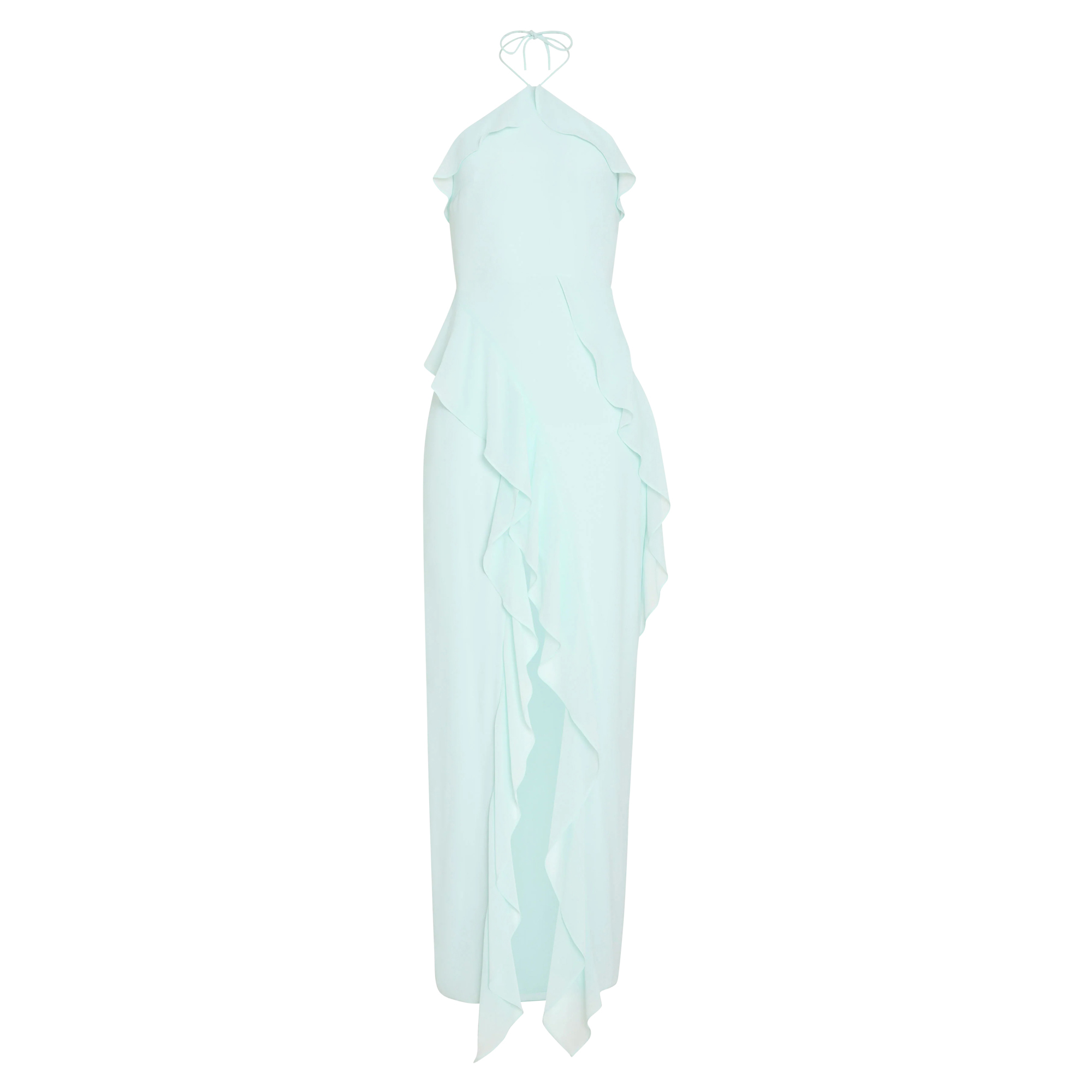 Alessandra Halterneck Ruffle Maxi Dress