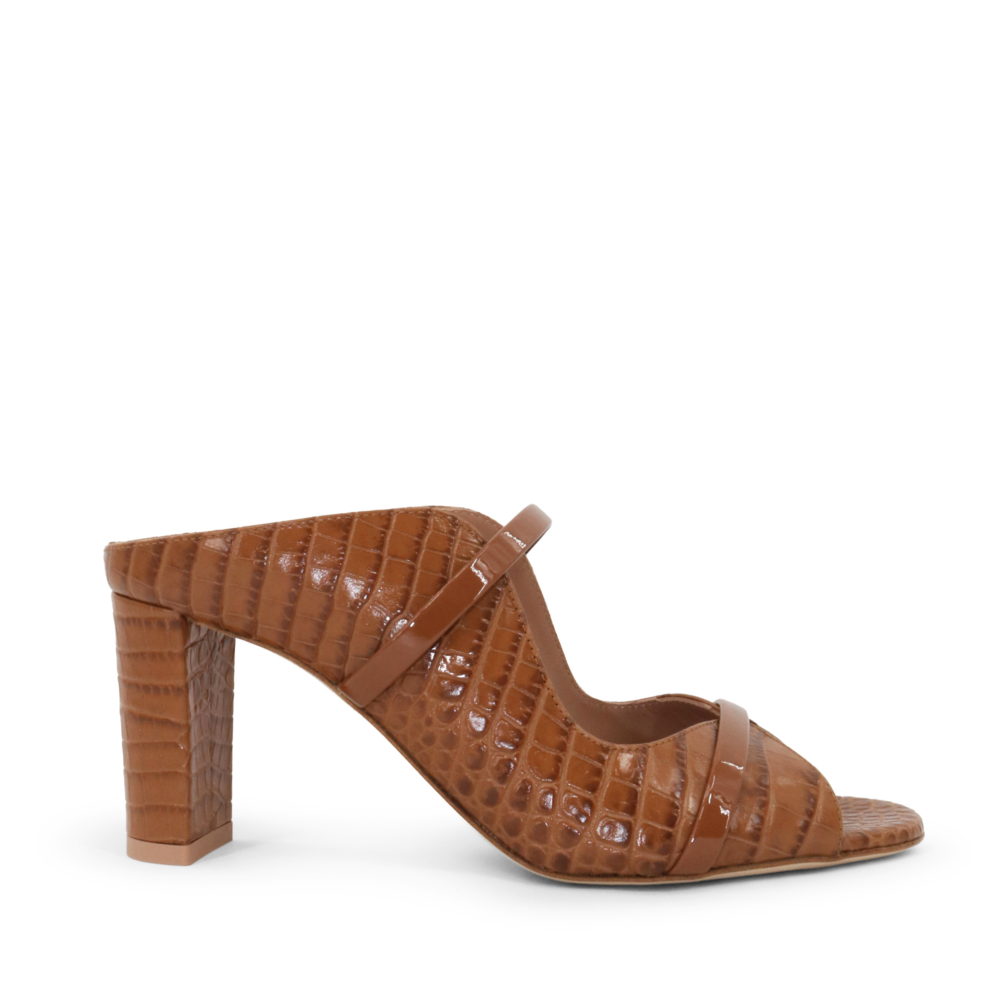 Norah 70mm Croc-Embossed Patent Leather Mule