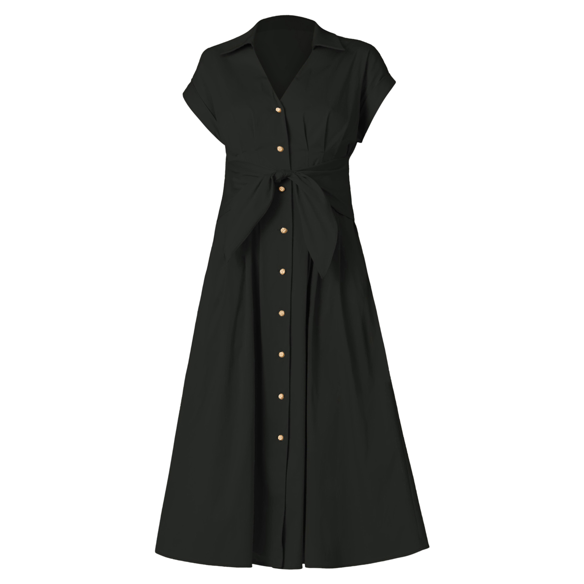 Josephine Short Sleeve Button-Front Midi Dress