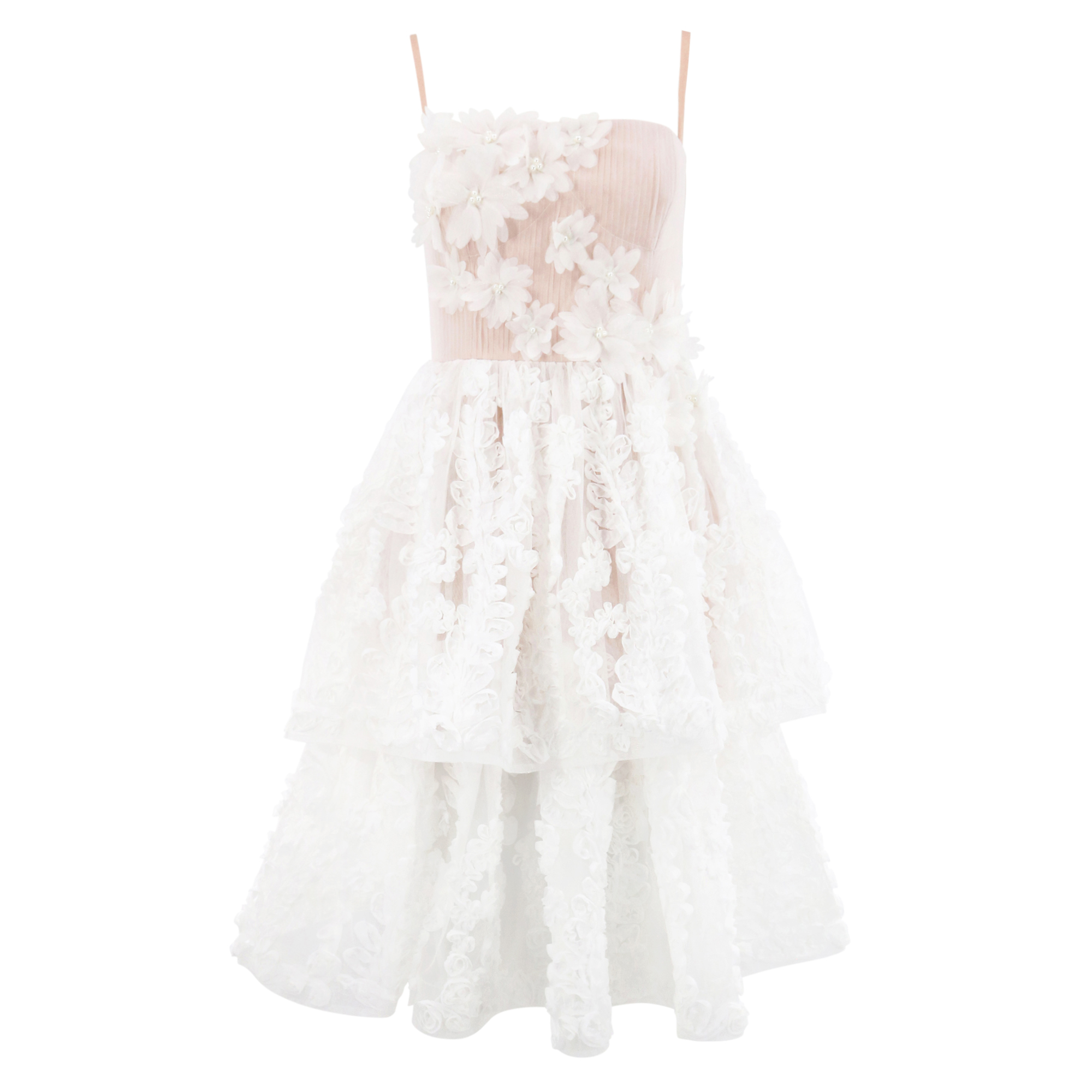 Juliette Sleeveless Floral Embroidered Tiered Midi Dress