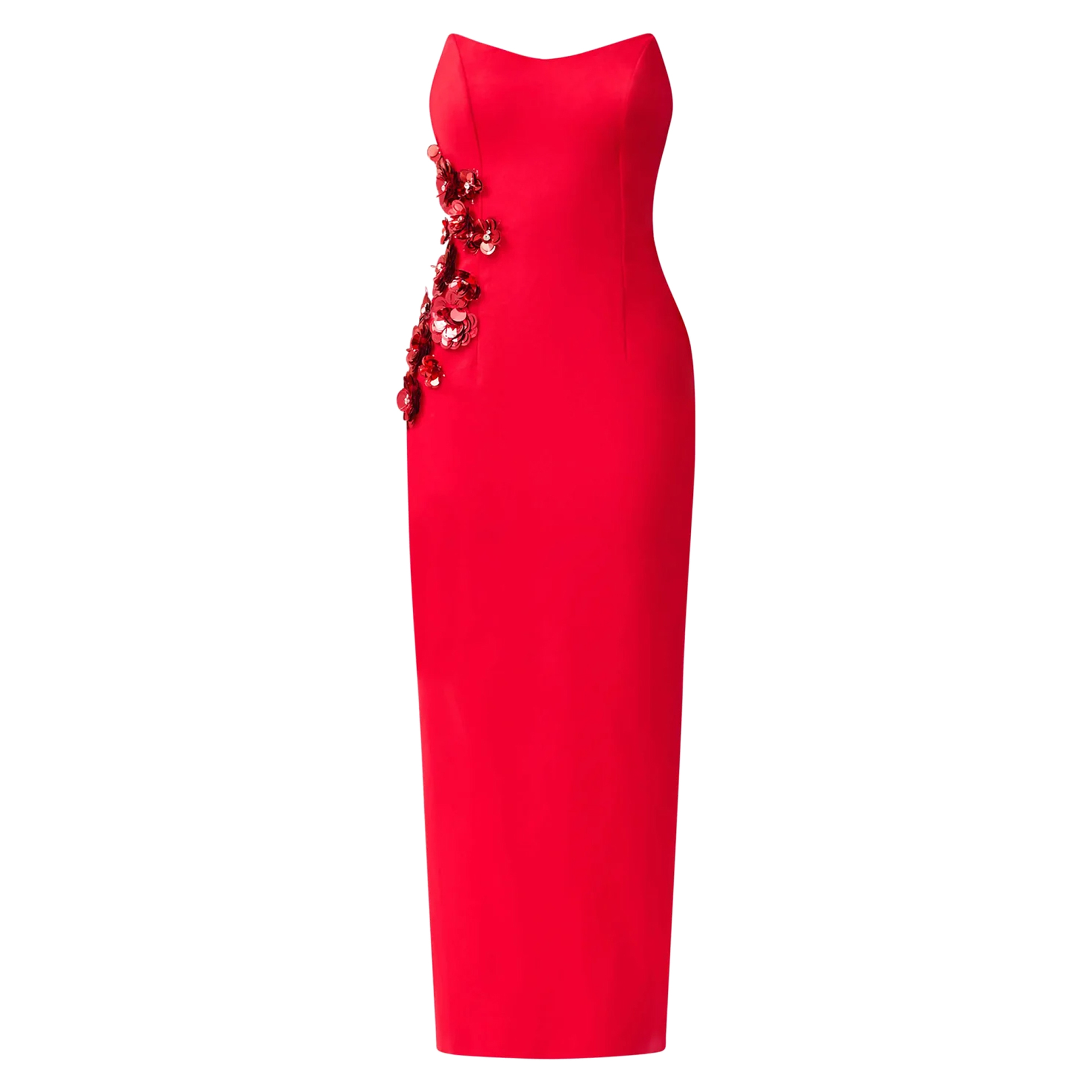 Yasmine Strapless Floral Detail Maxi Dress