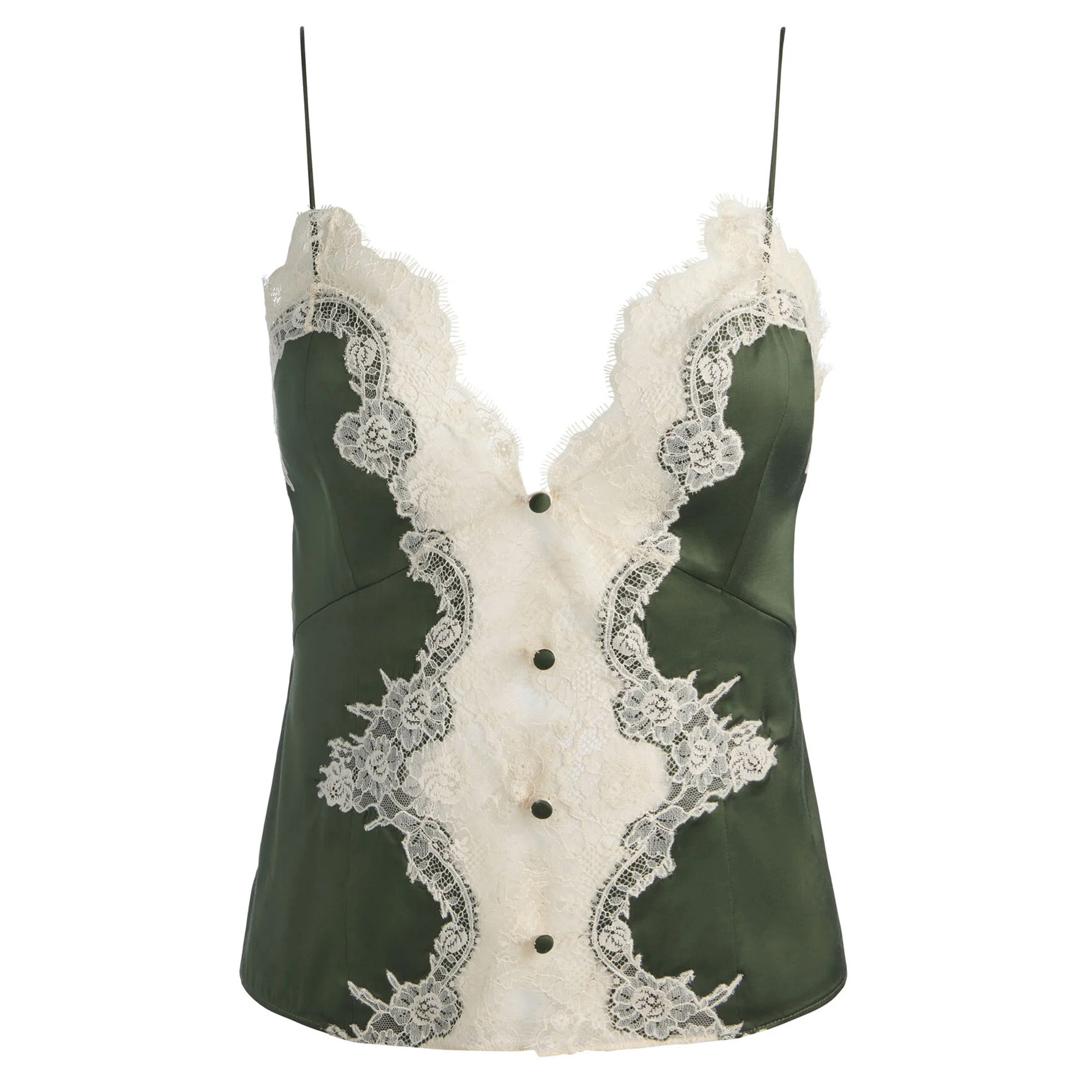 Julietta Button Front Cutaway Lace Slip Top