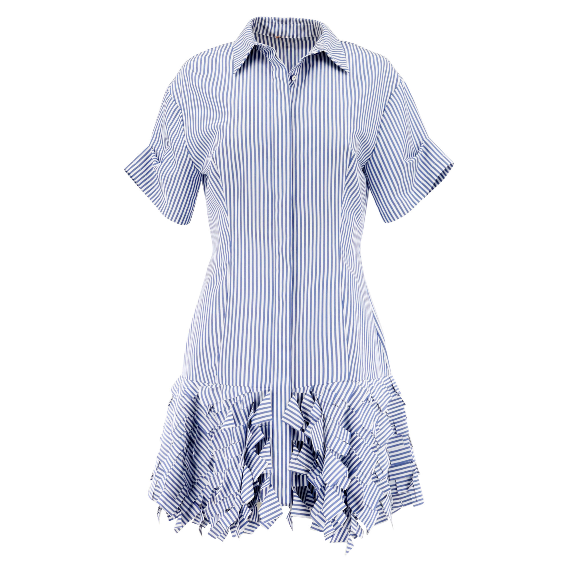 Ema Short Sleeve Belted 3D Ruffle Hem Mini Dress