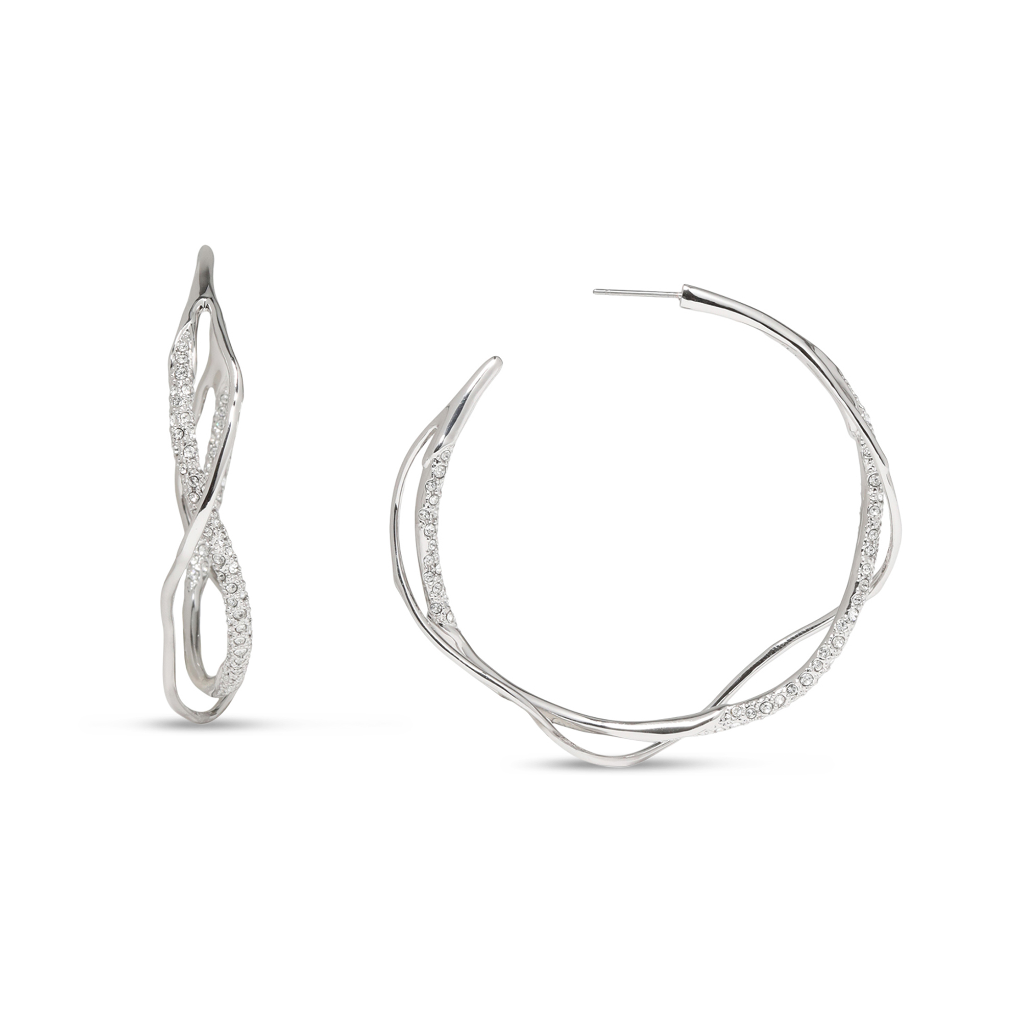 Intertwined Crystal Pave Hoop Earrings