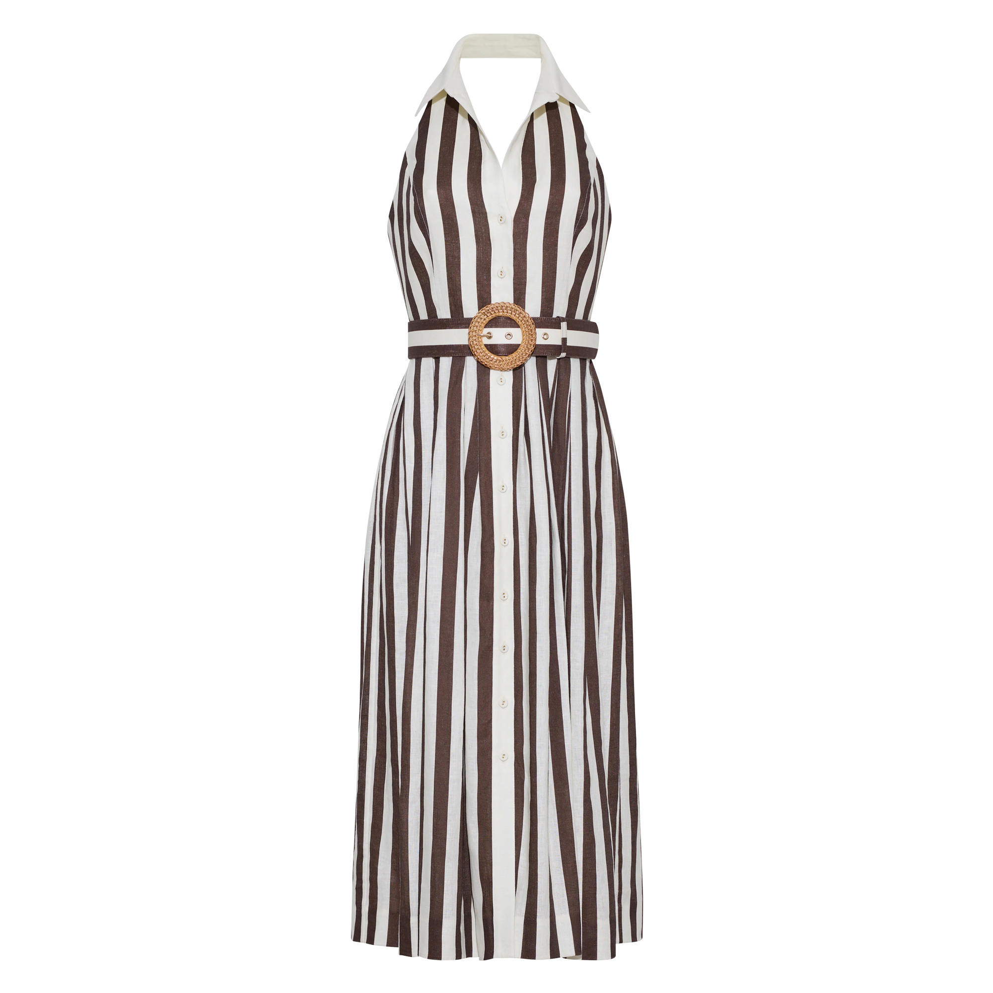 Quentin Sleeveless Halterneck Belted Midi Dress