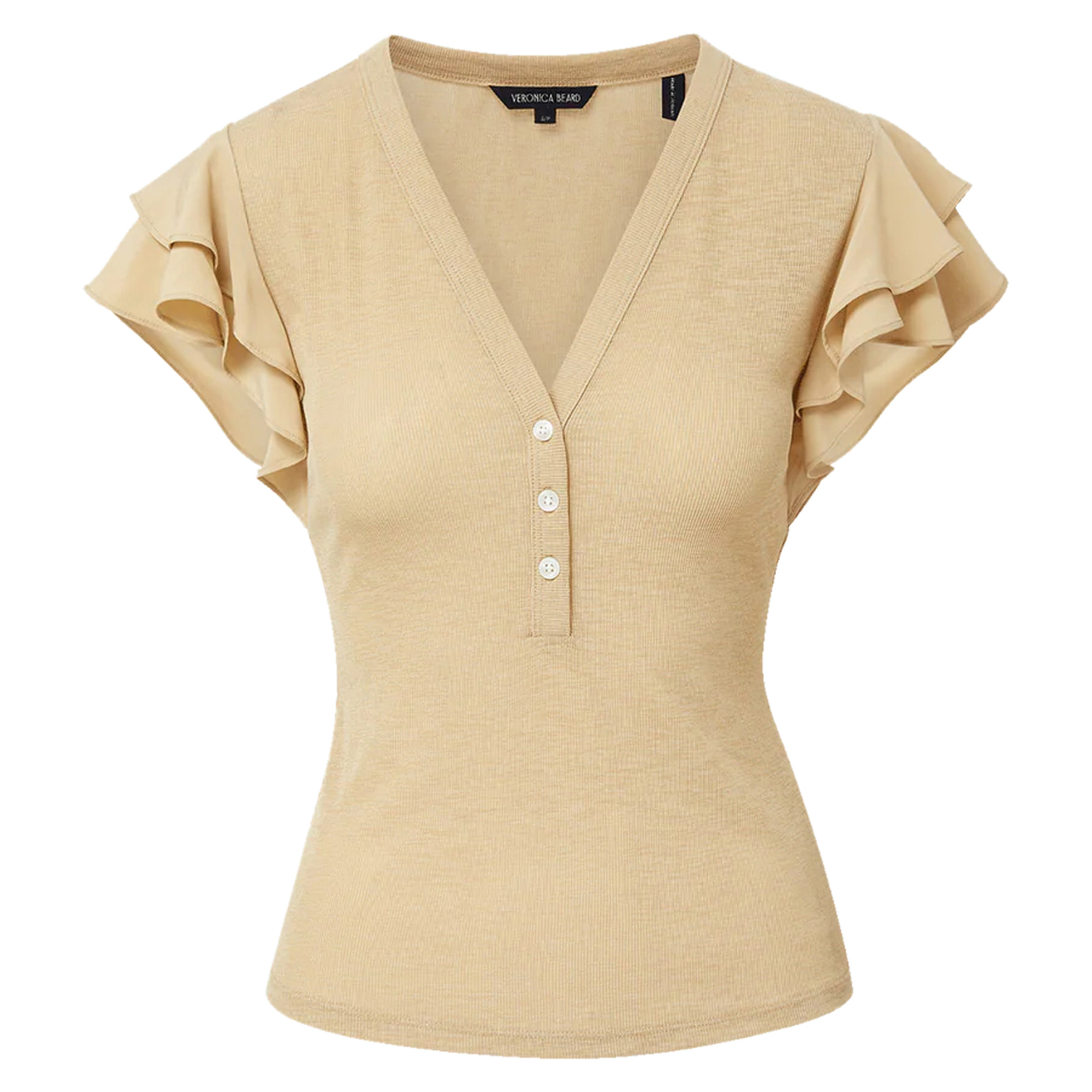 Aphrodite Ruffle-Sleeve Mixed Media Top