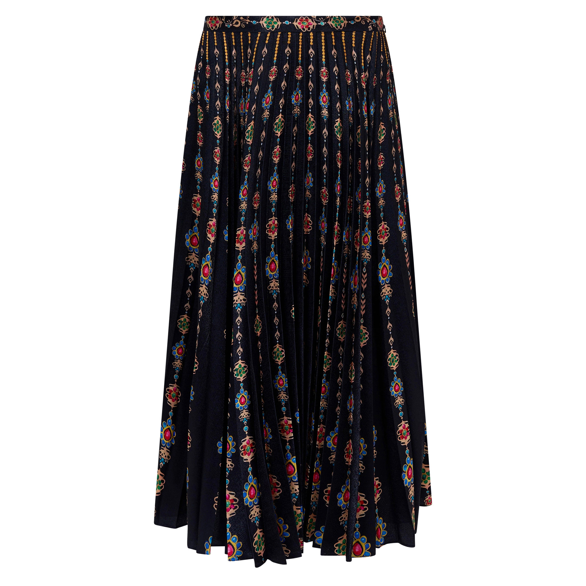 Kim Pleated Satin Midi Skirt