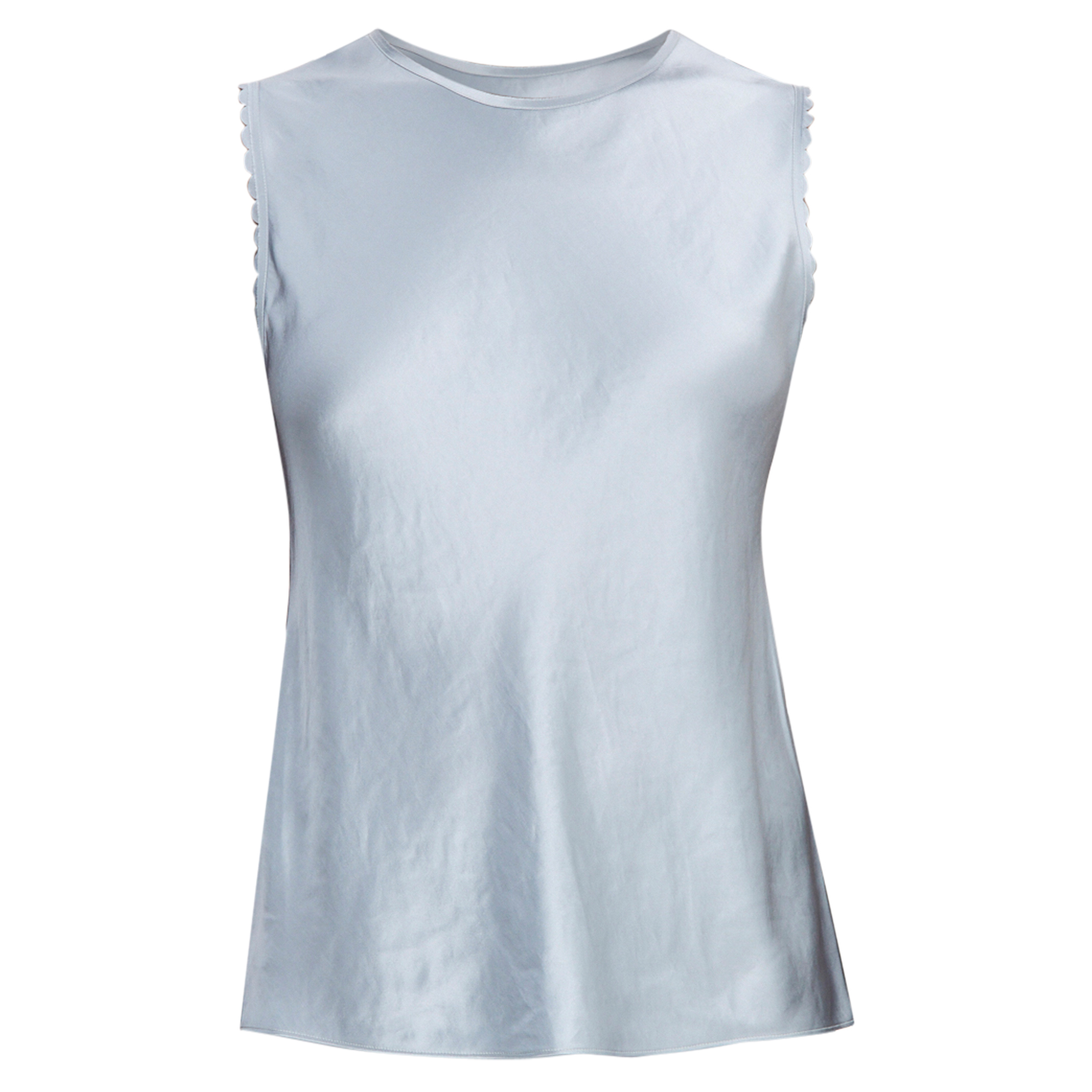 Scallop-Detail Sleeveless Satin Shell