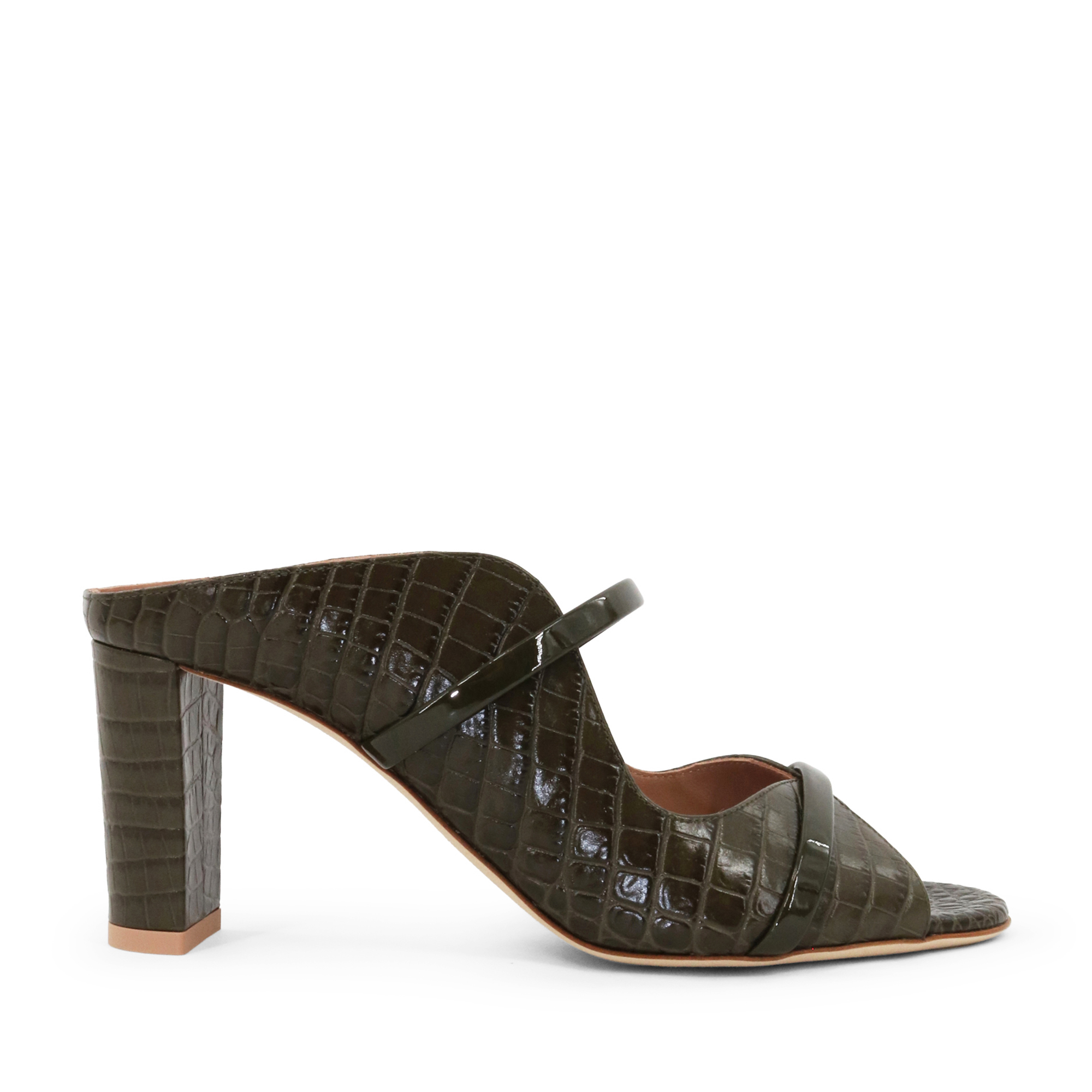 Norah 70mm Croc-Embossed Patent Leather Mule