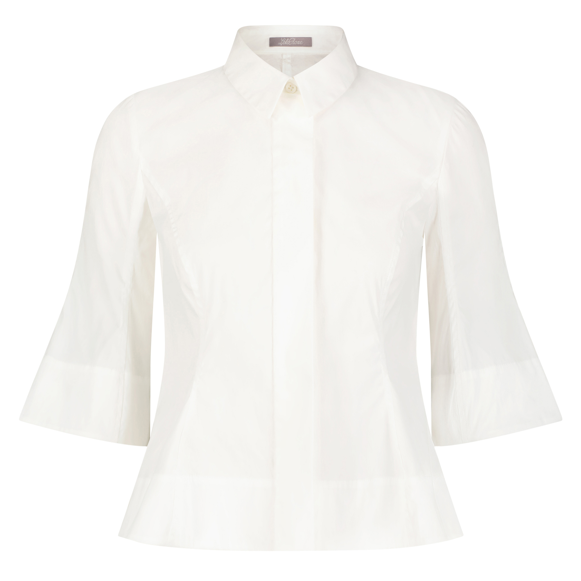 Cotton Poplin Cuffed Bell Sleeve Top