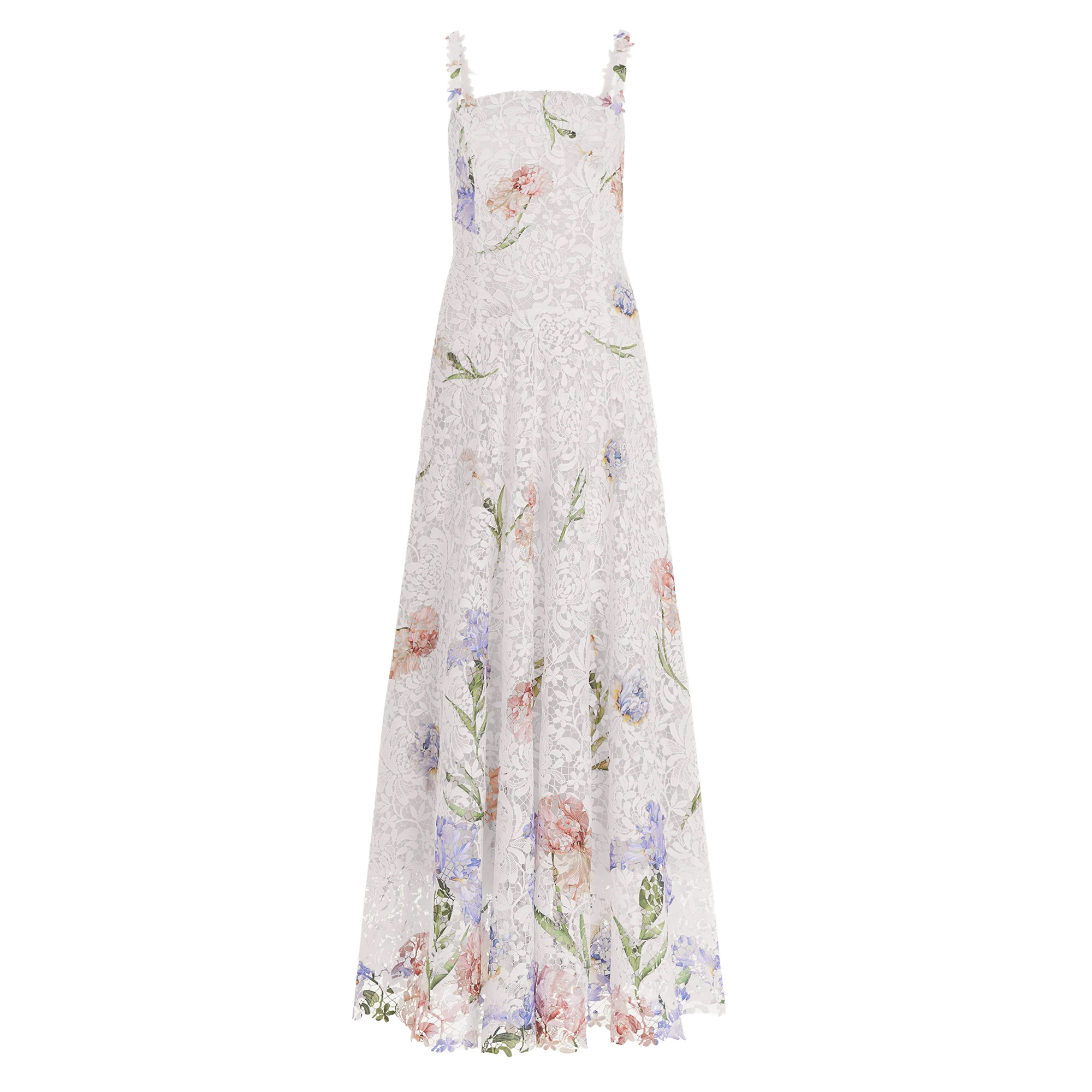 Sleeveless Large Iris Degrade Printed Lace Day Dress