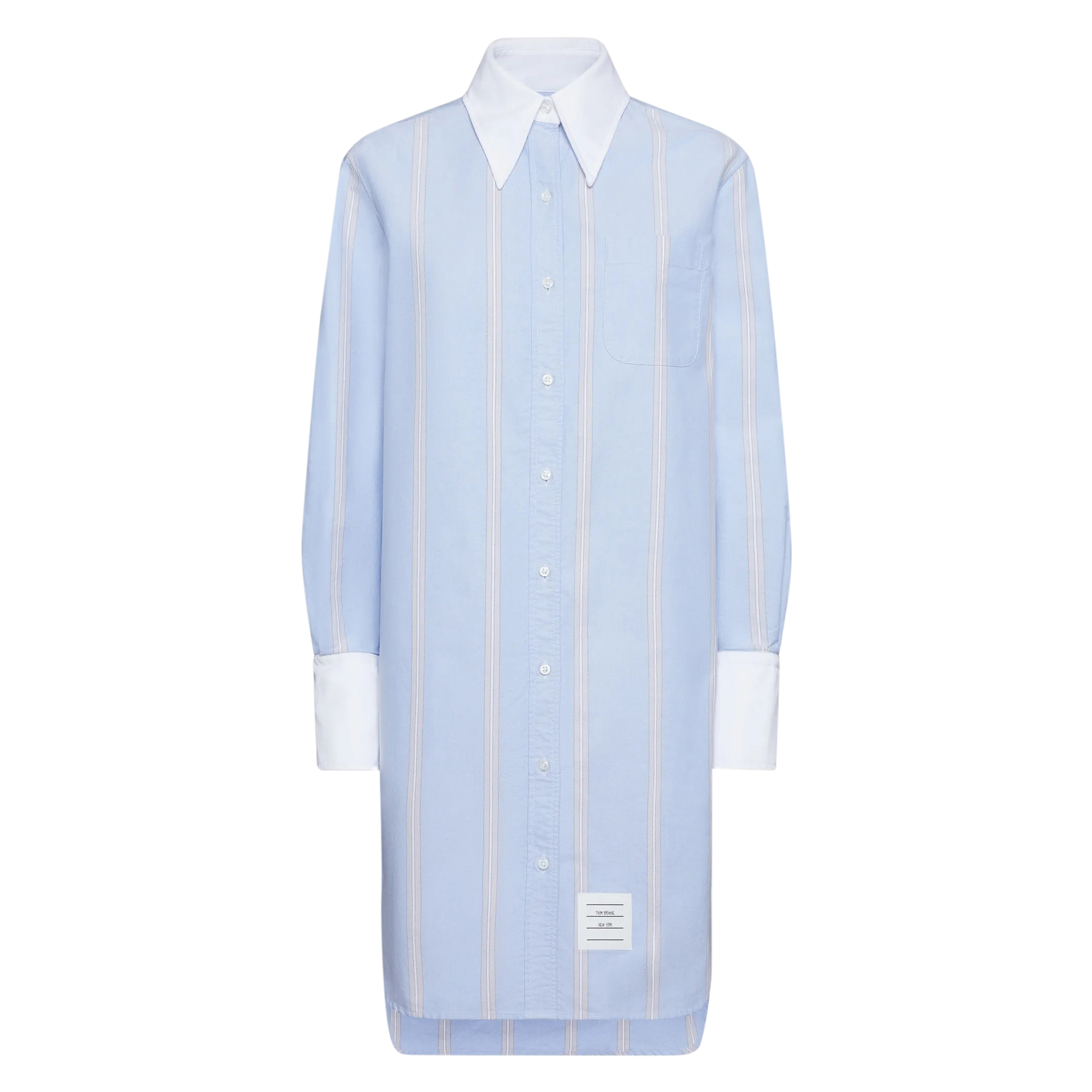 Knee Length Striped Easy Fit Shirt Dress