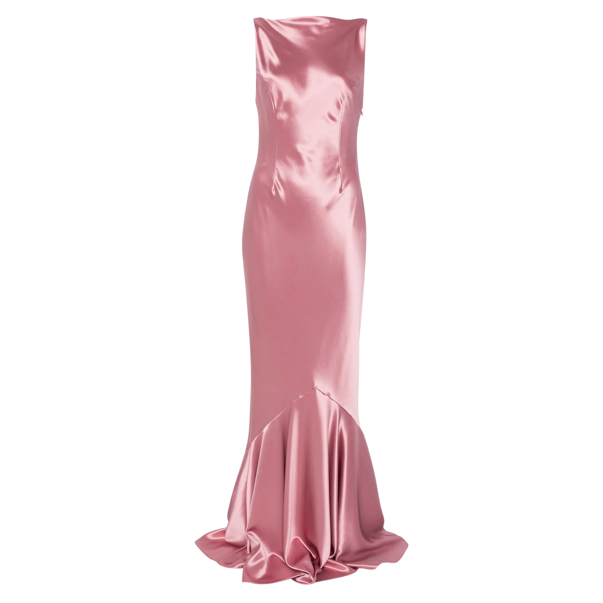 Ambrosia Sleeveless Satin Open-Back Maxi Dress