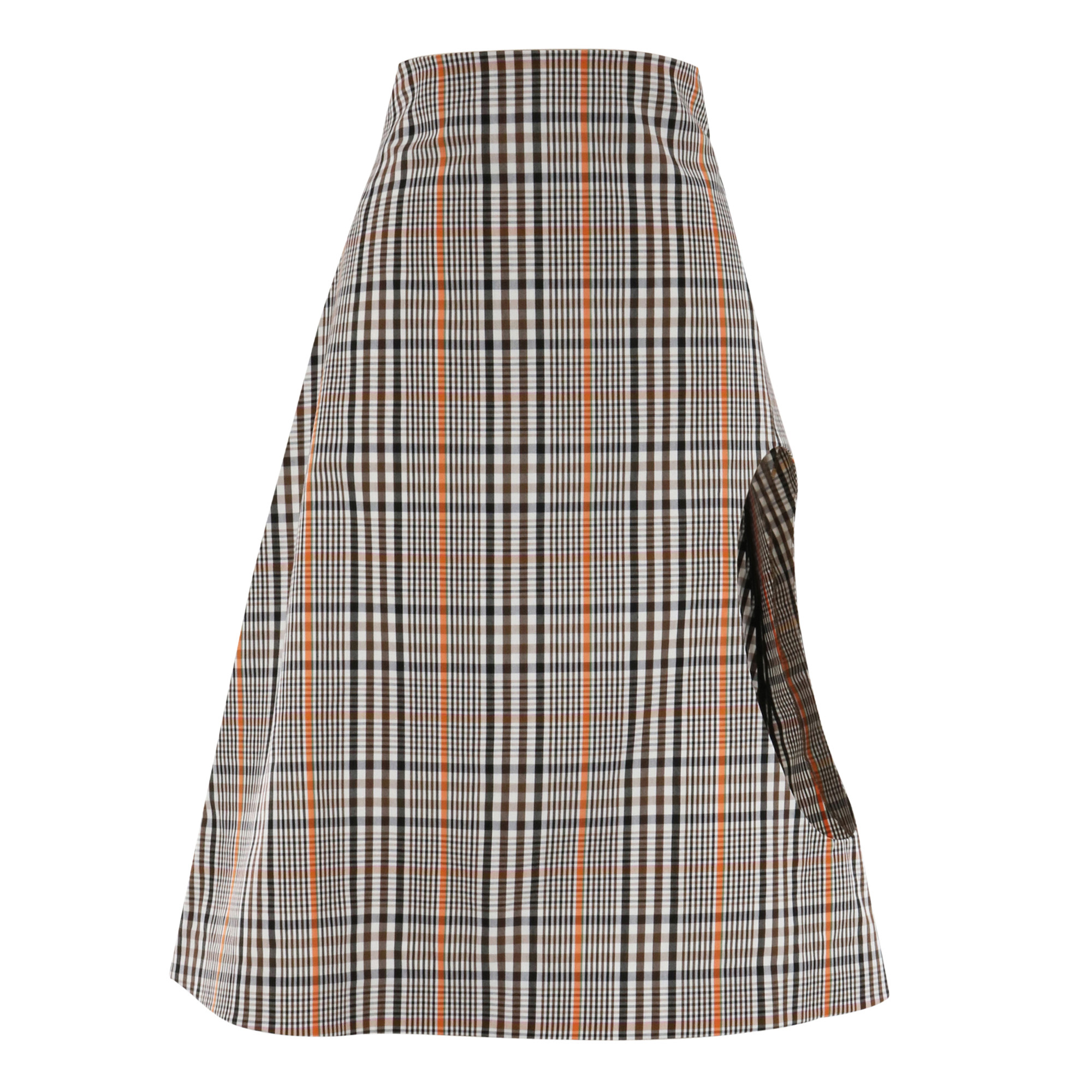 Plaid Trapeze Midi Skirt With Cut Out Detail