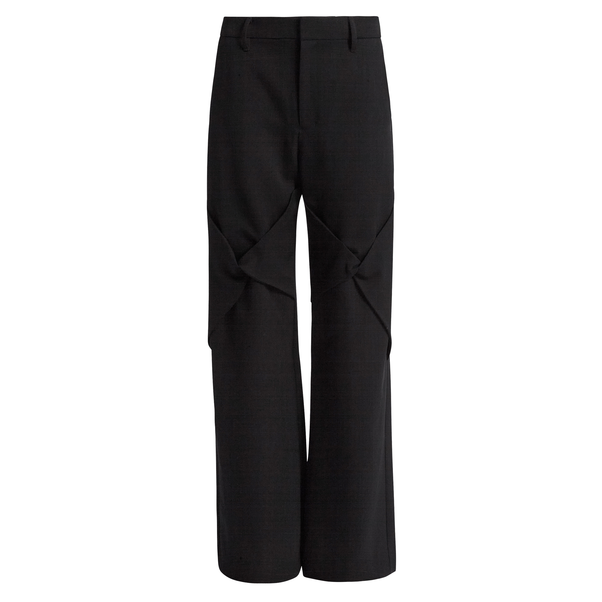 Draped Knee Wool Trousers