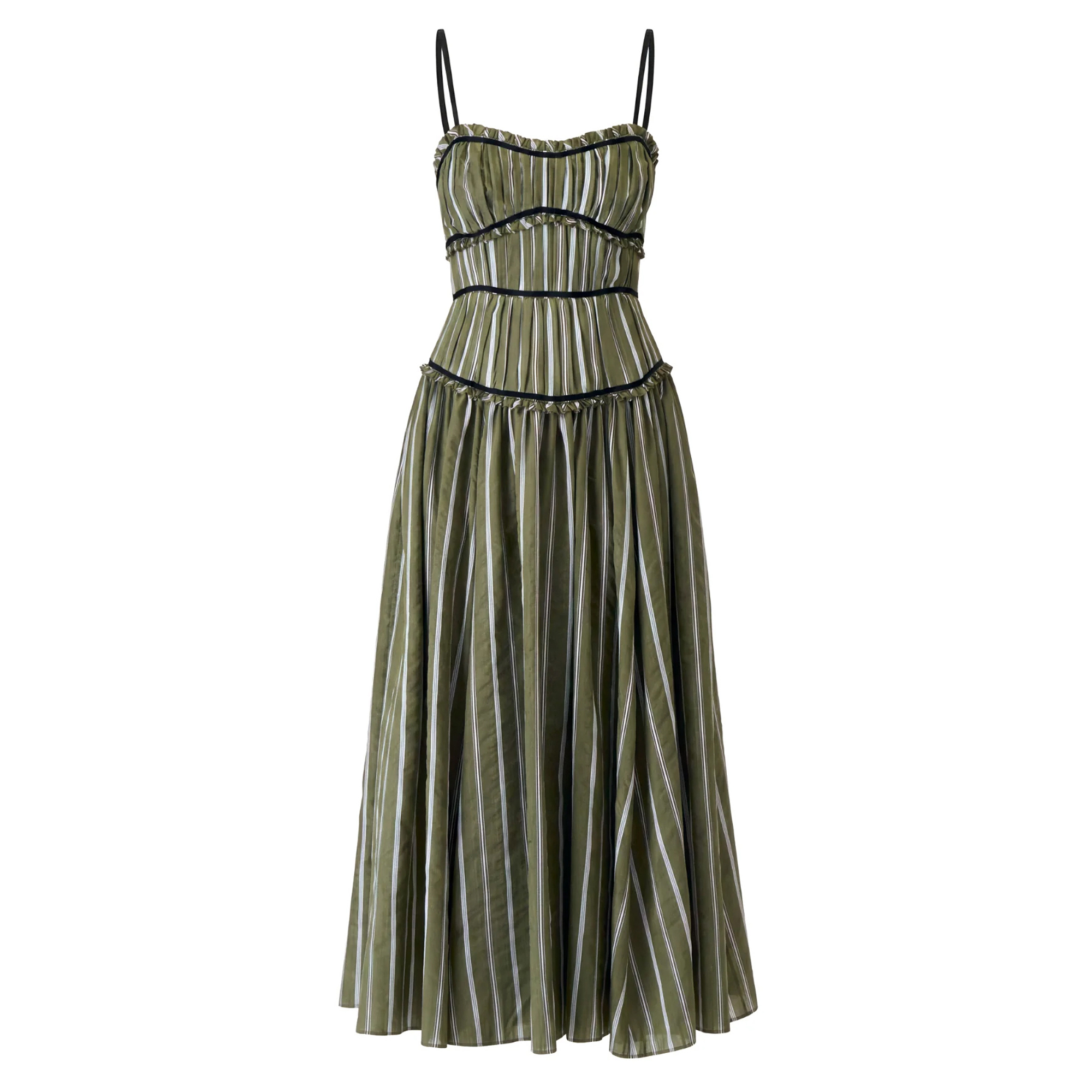 Celia Sleeveless Ruffle Trim Midi Dress
