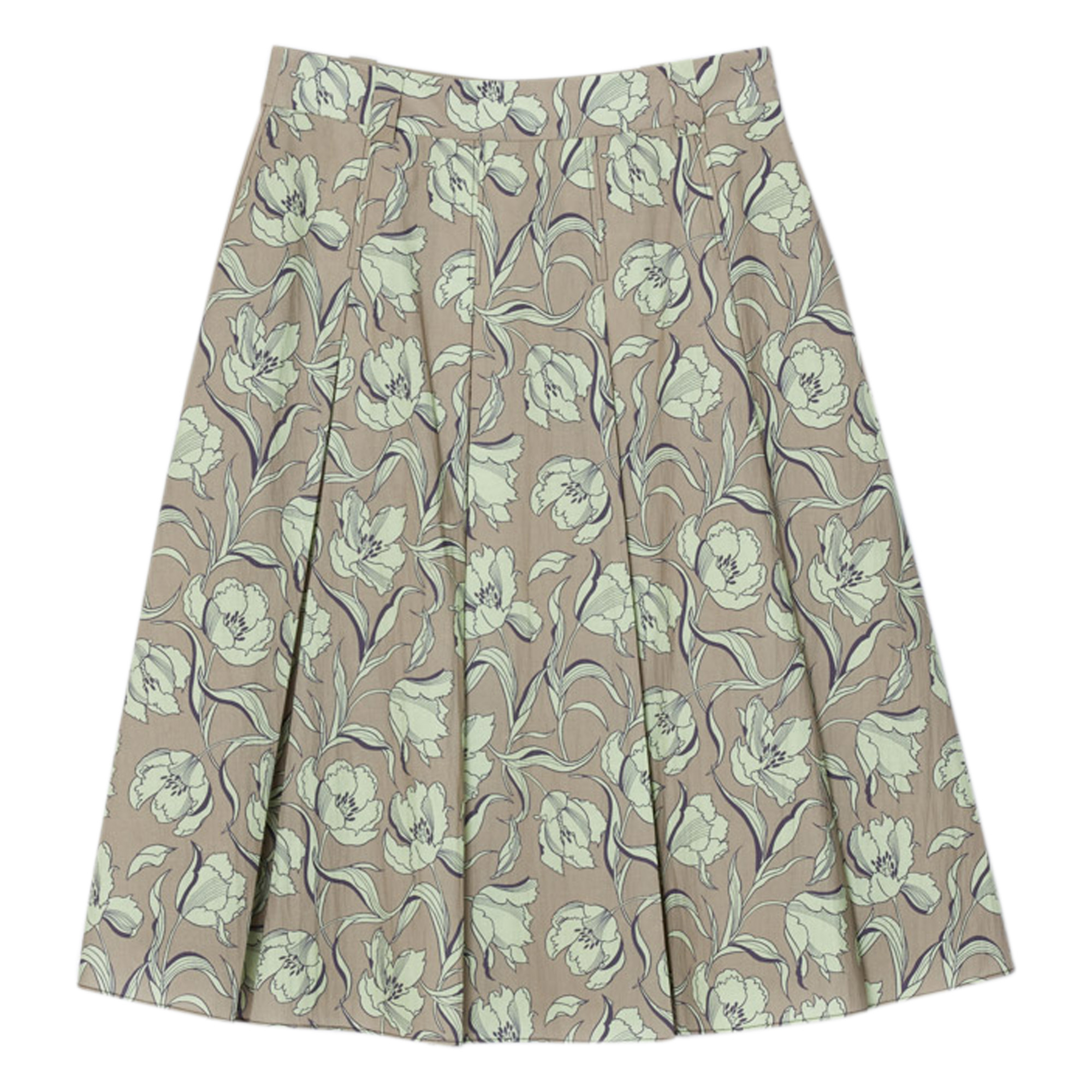 Two-Toned Pleated Knee Length Skirt