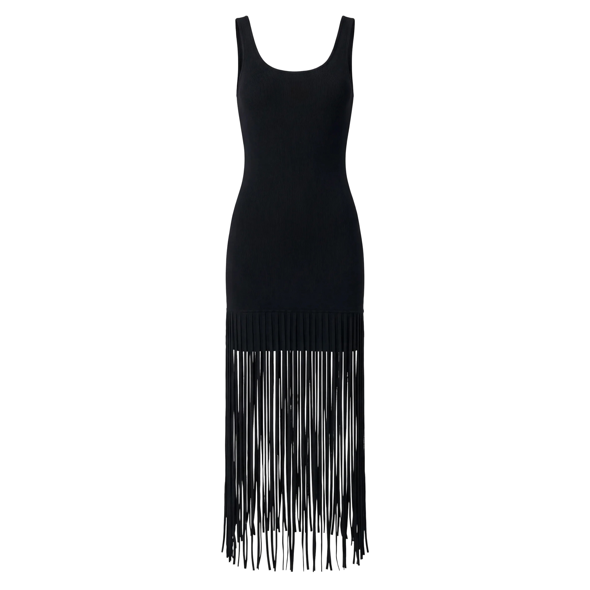 Roxanne Sleeveless Scoop Neck Fringe-Hem Mini Dress