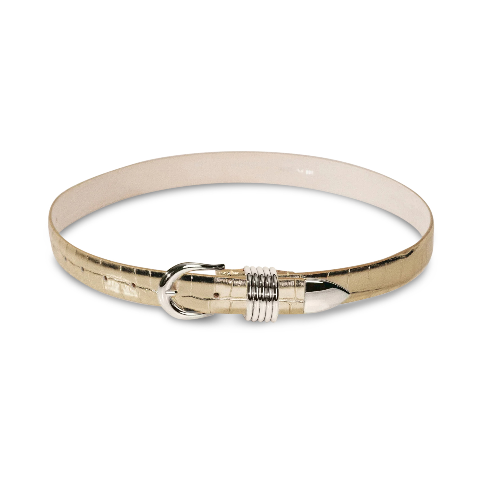 Hollyhock Mirror Croco Leather Belt