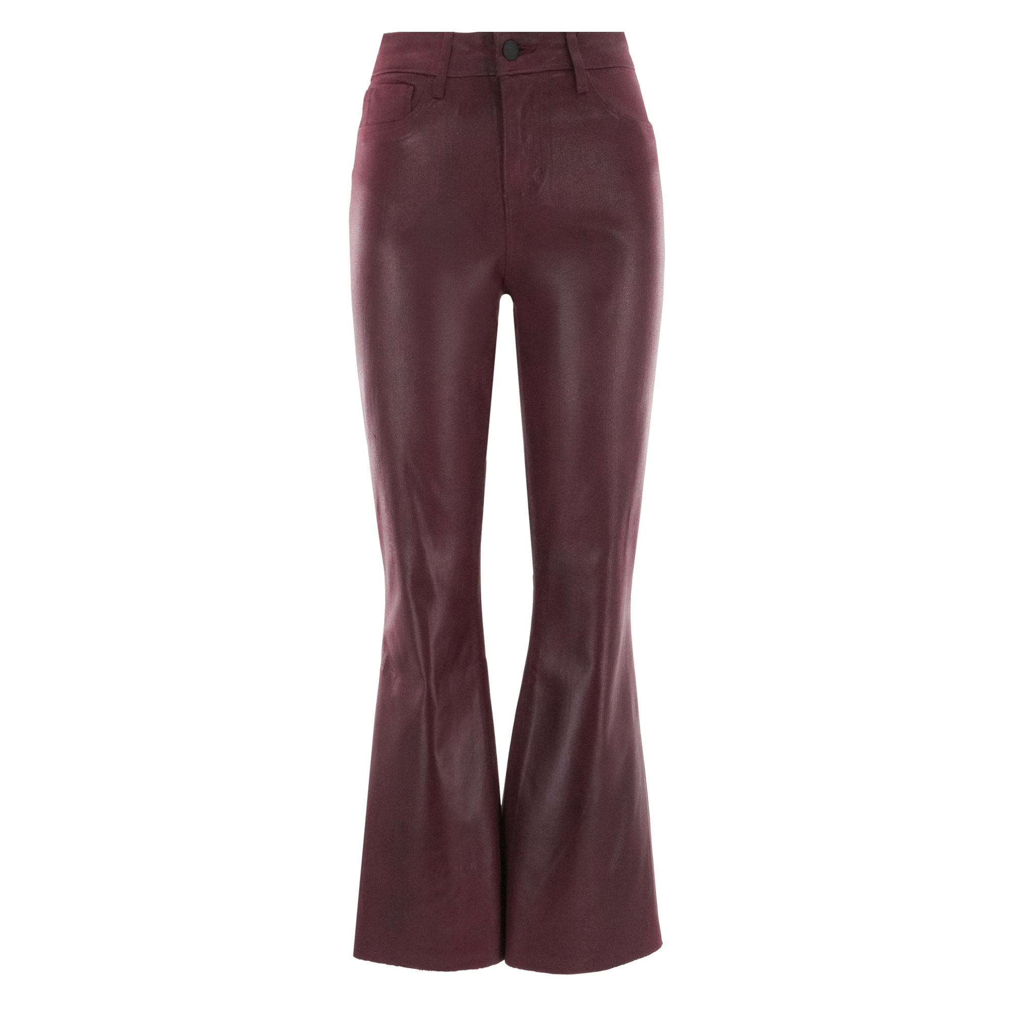 Kendra High Rise Crop Flare Coated Jean