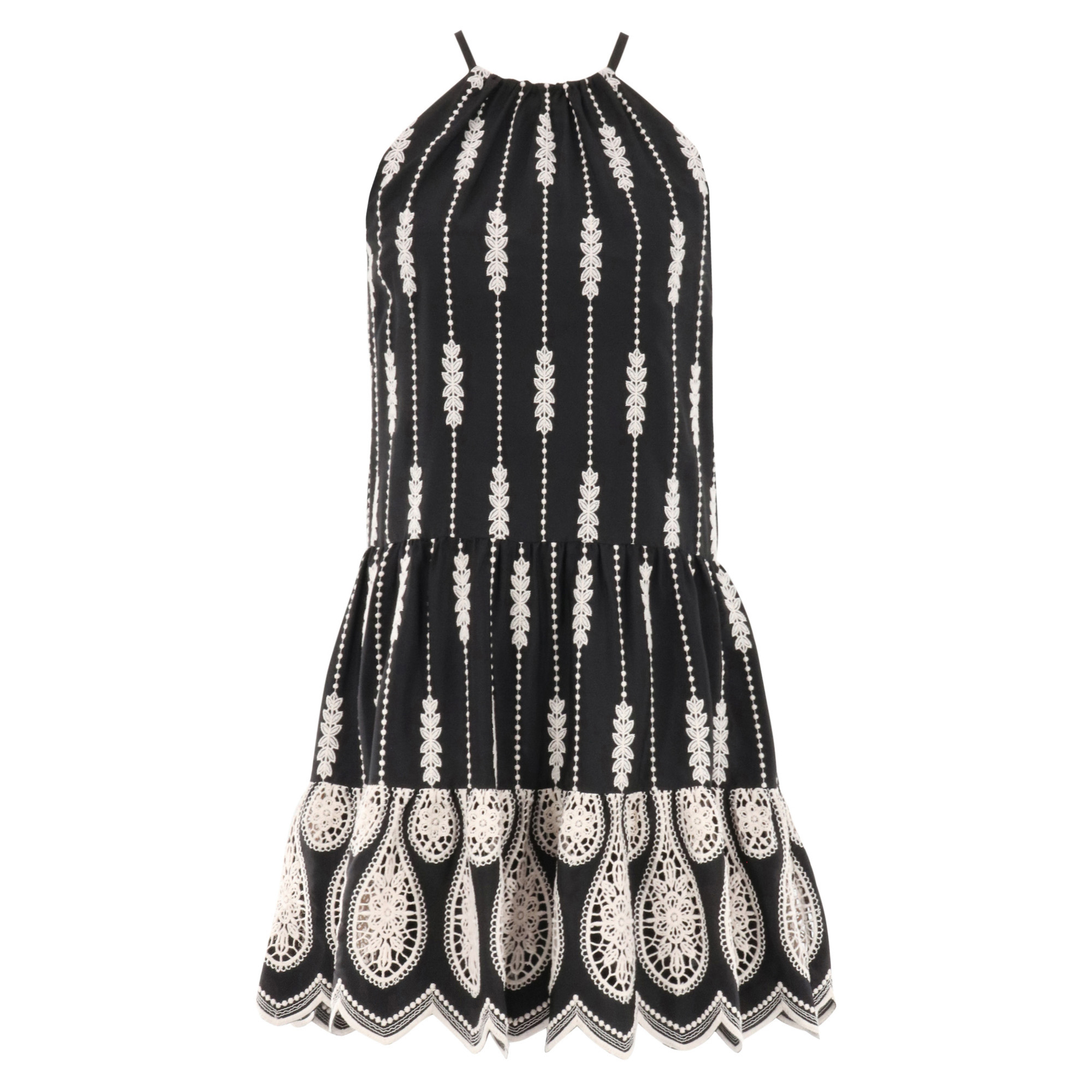 Kaelyn Sleeveless Embroidered High Neck Mini Dress