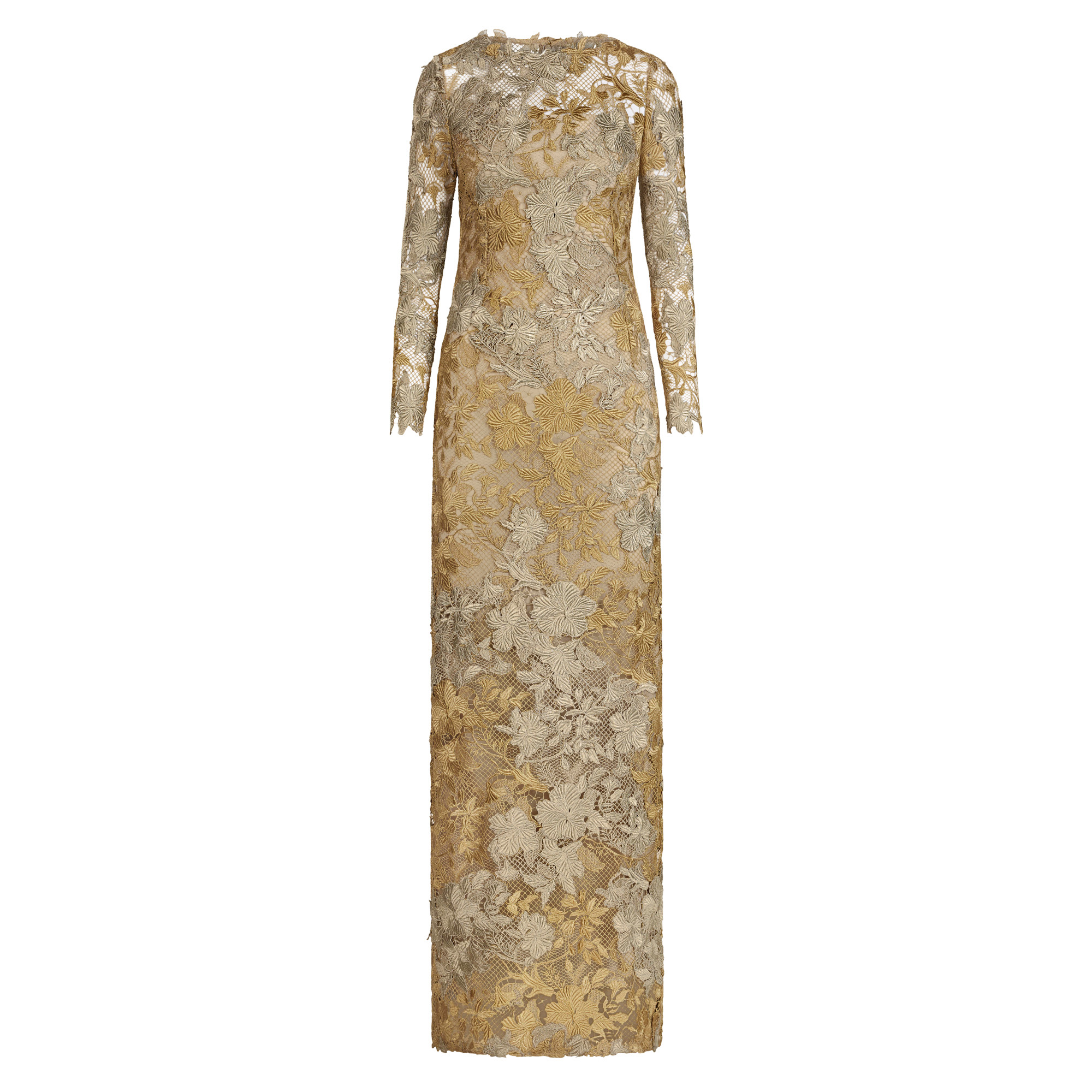 Hibiscus Metallic Guipure Gown