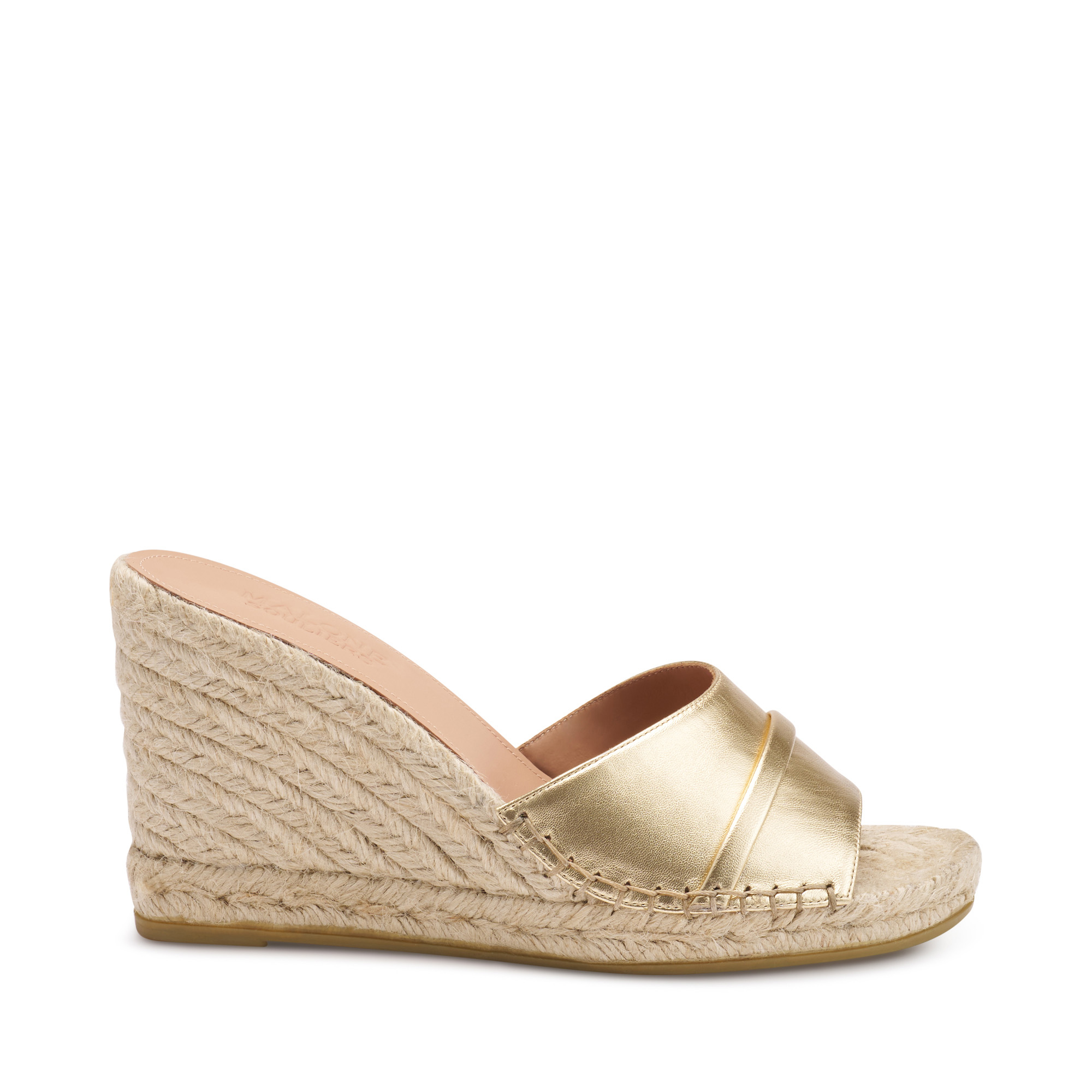 Soleil Metallic Nappa Raffia Wedge Sandals