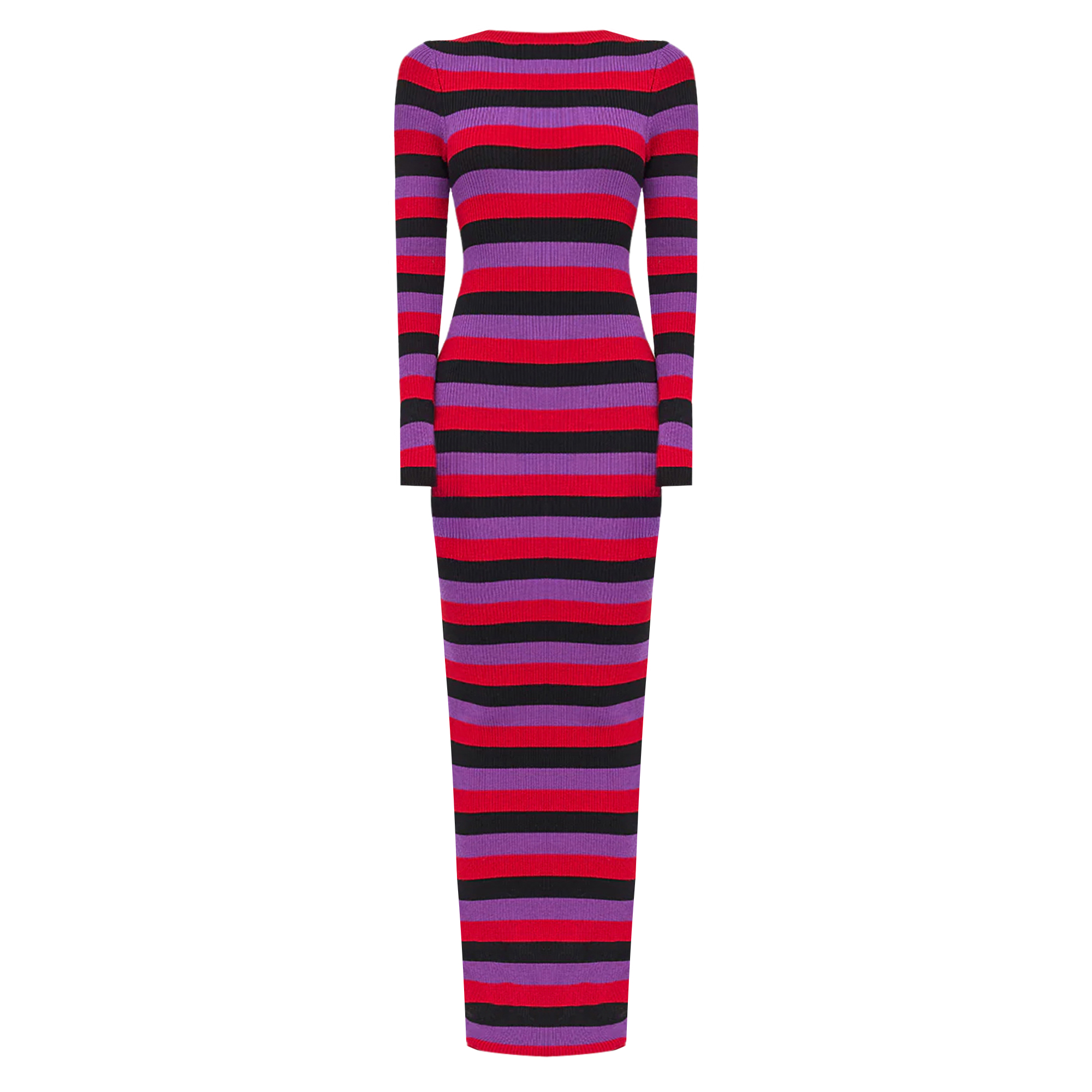Valia Long Sleeve Ribbed Knit Maxi Dress