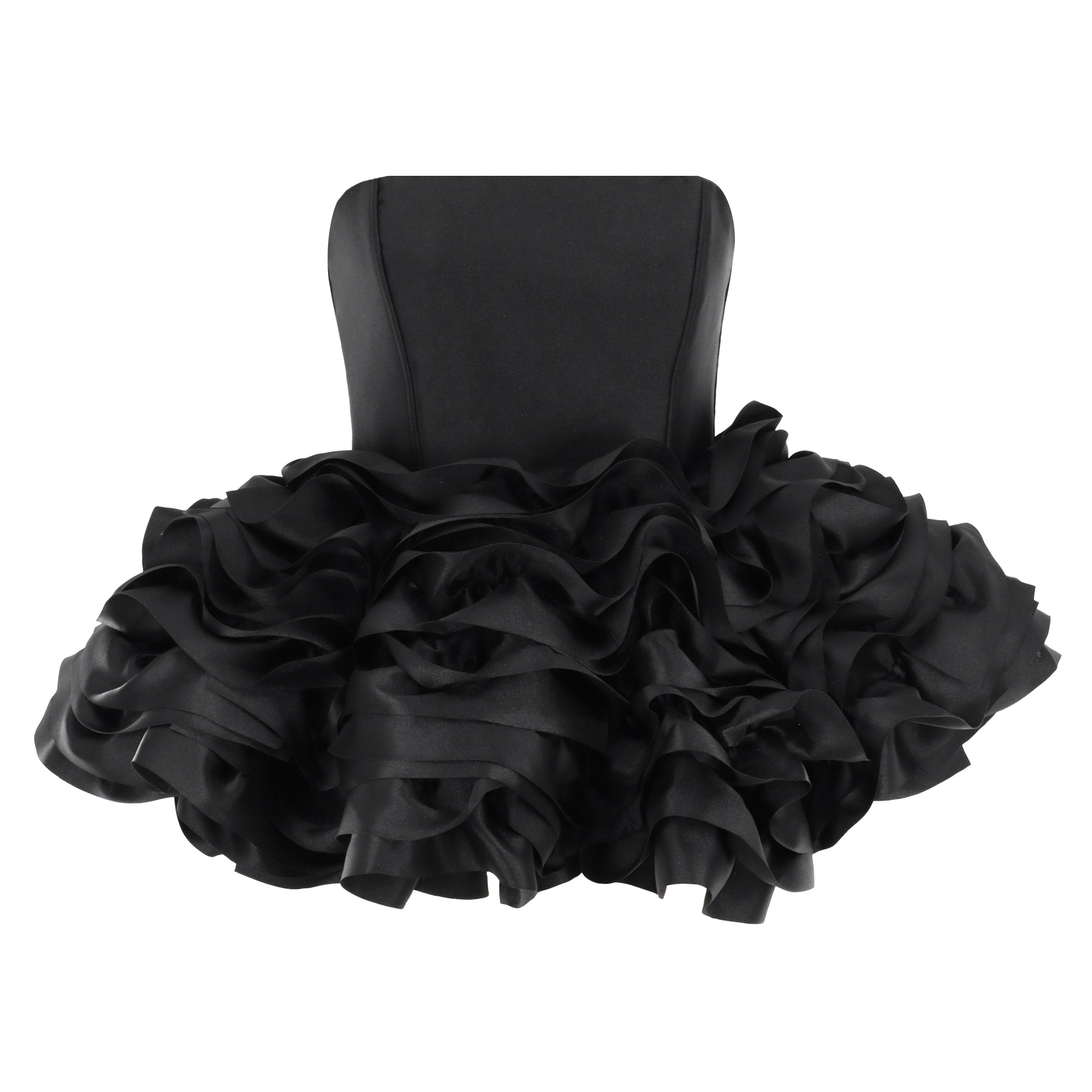 Heavy Satin Strapless Layered Top