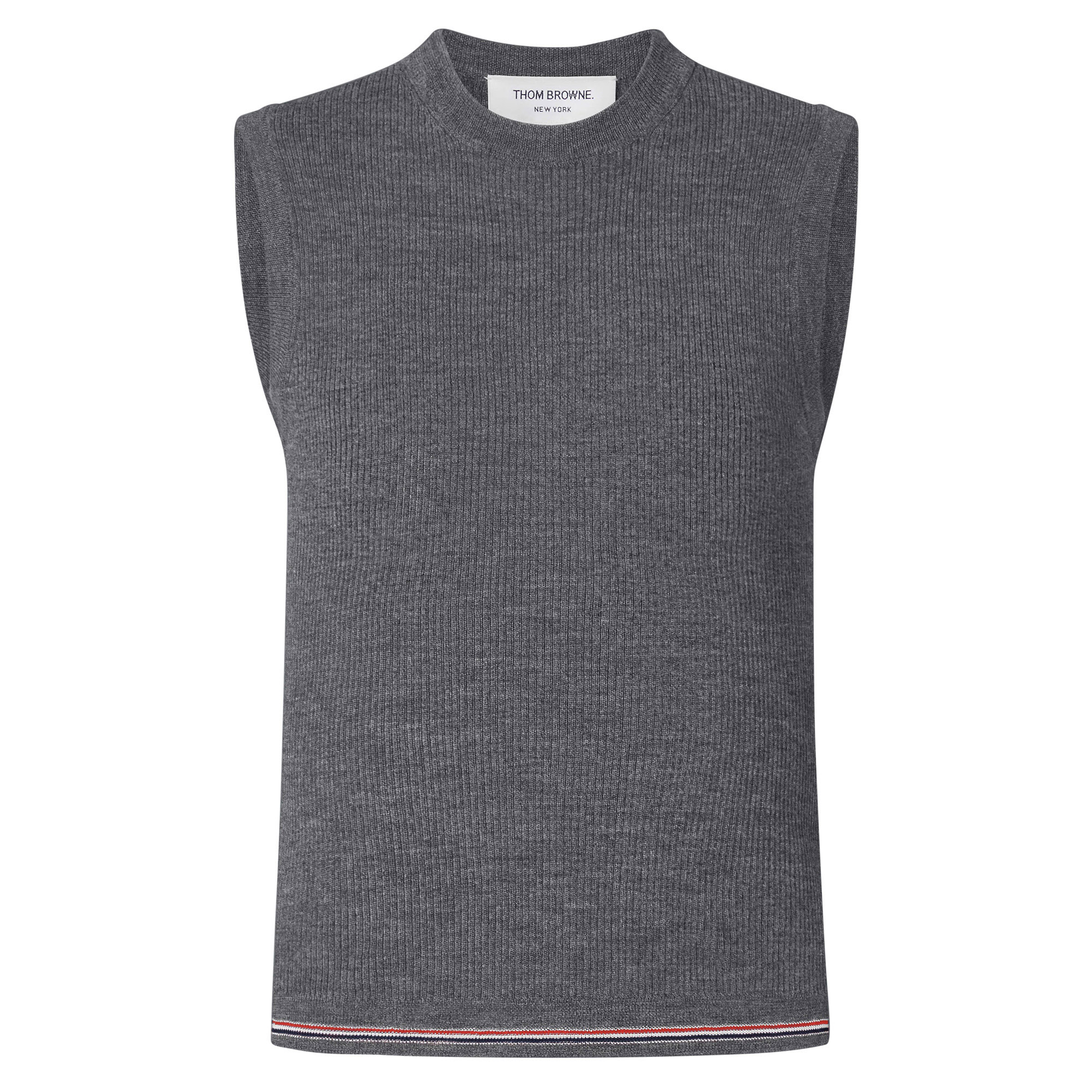 Sleeveless Rib Stitch Shell Top In Merino Wool