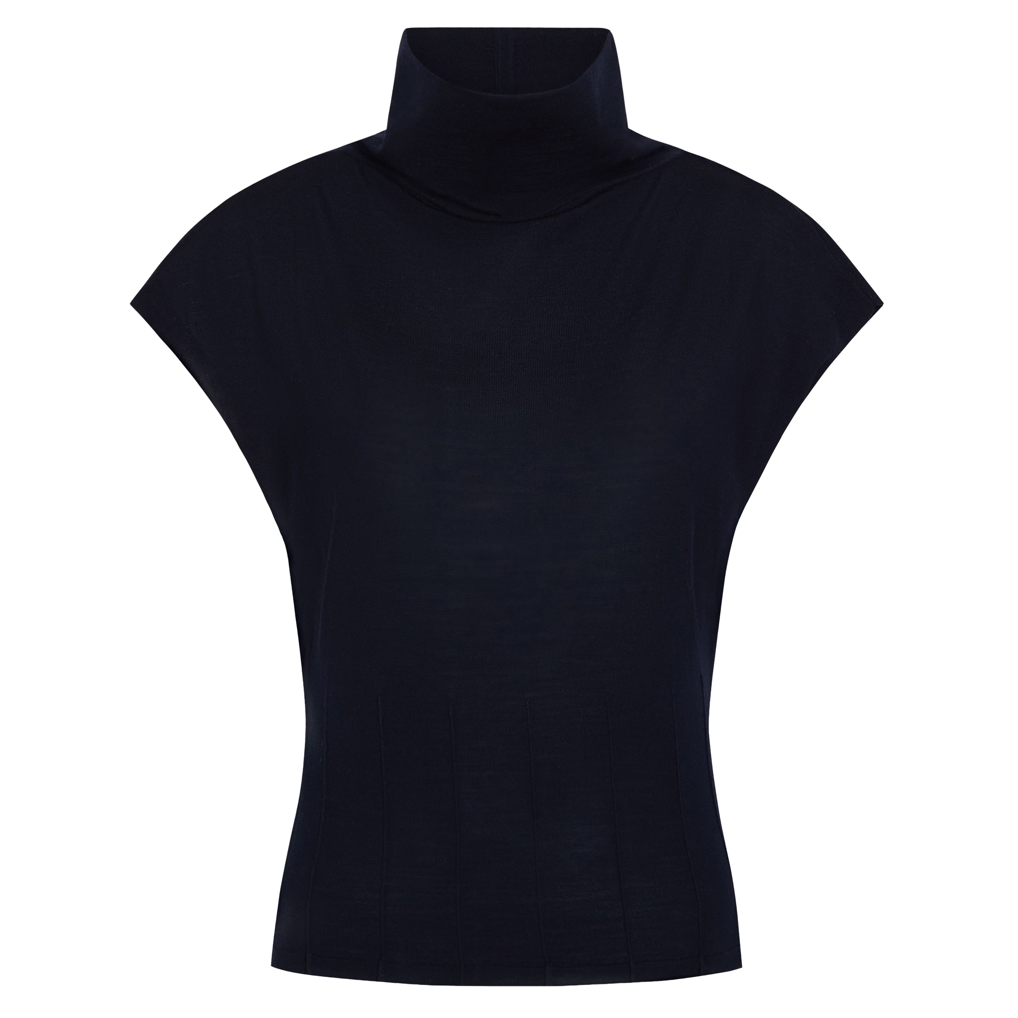 Funnel Neck Sleeveless Merino Wool Top