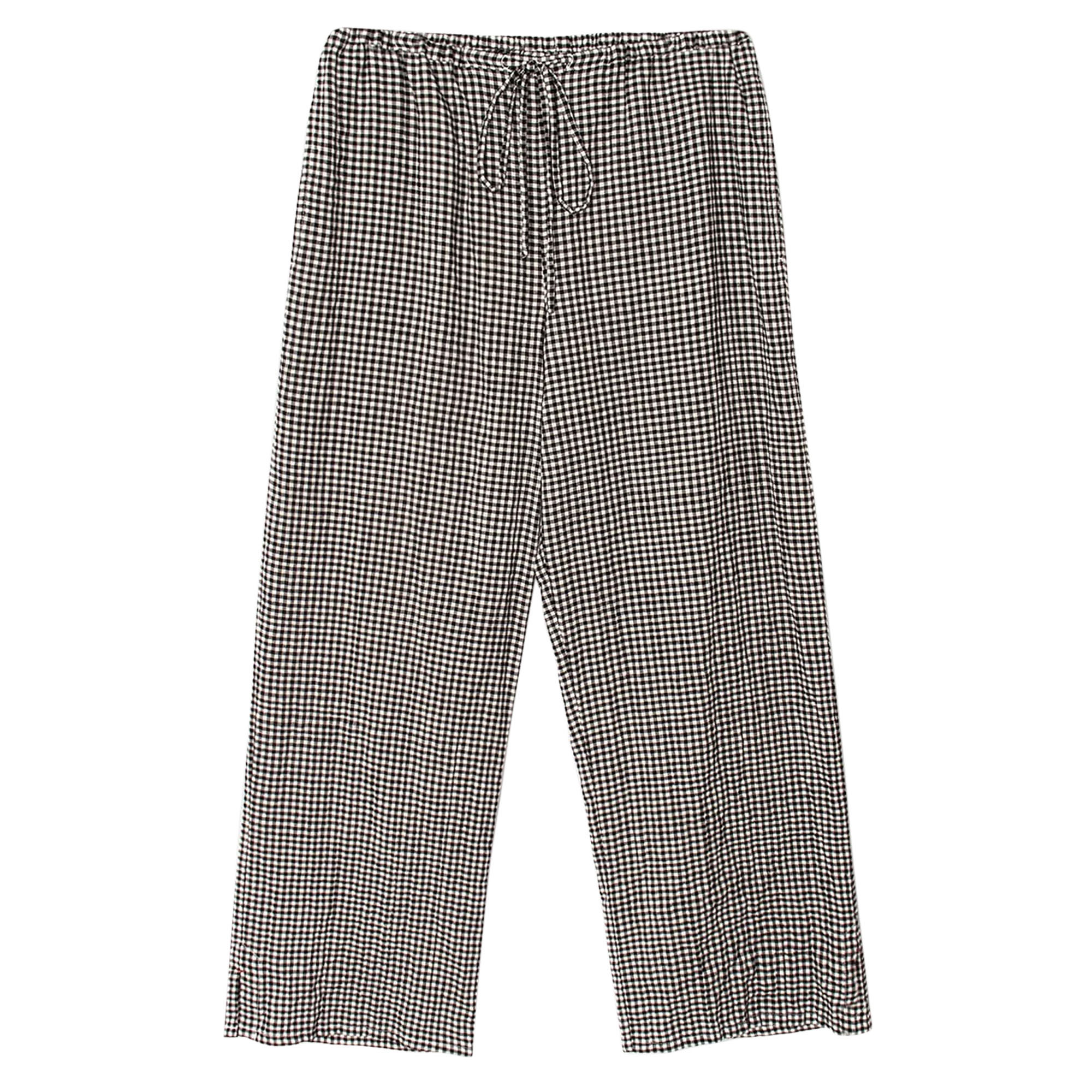 Olson Cropped Wide-Leg Gingham Pant